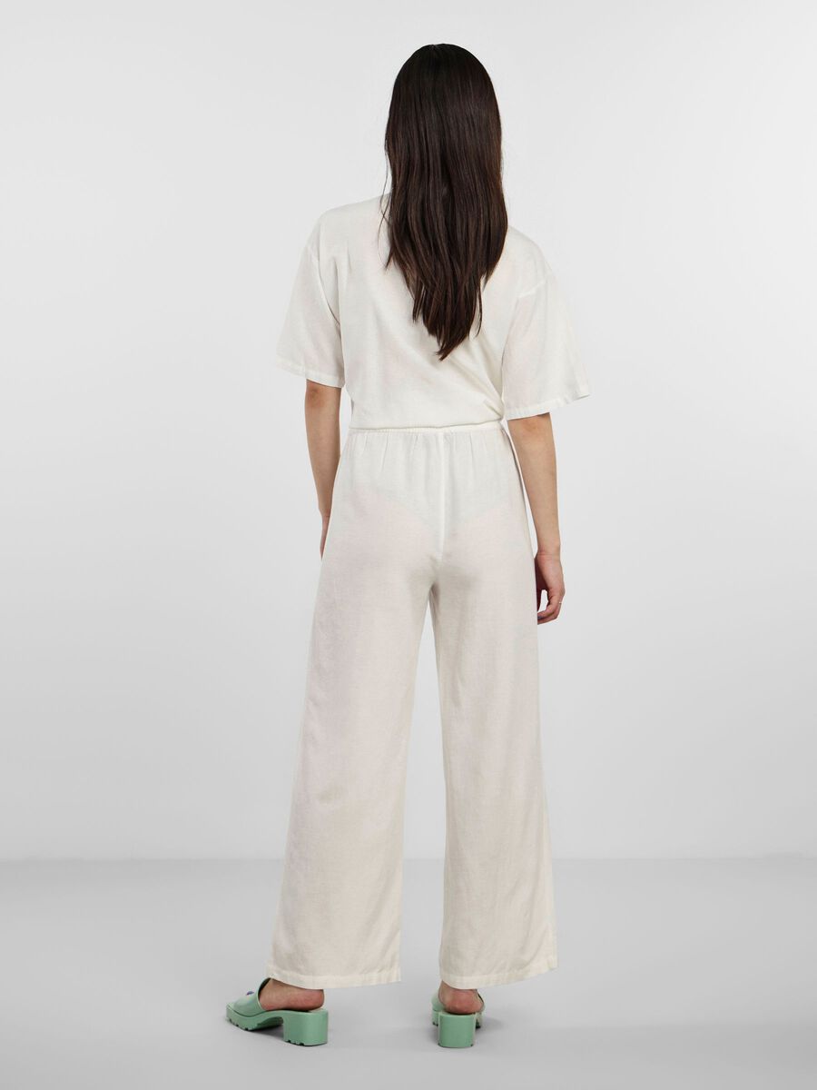 Pieces PCMILANO LINEN-BLEND TROUSERS, Bright White, highres - 17140963_BrightWhite_004.jpg