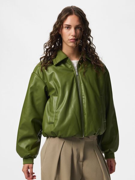 Pieces PCLARA PADDED COATED BOMBER JACKET, Sphagnum, highres - 17170320_Sphagnum_003.jpg