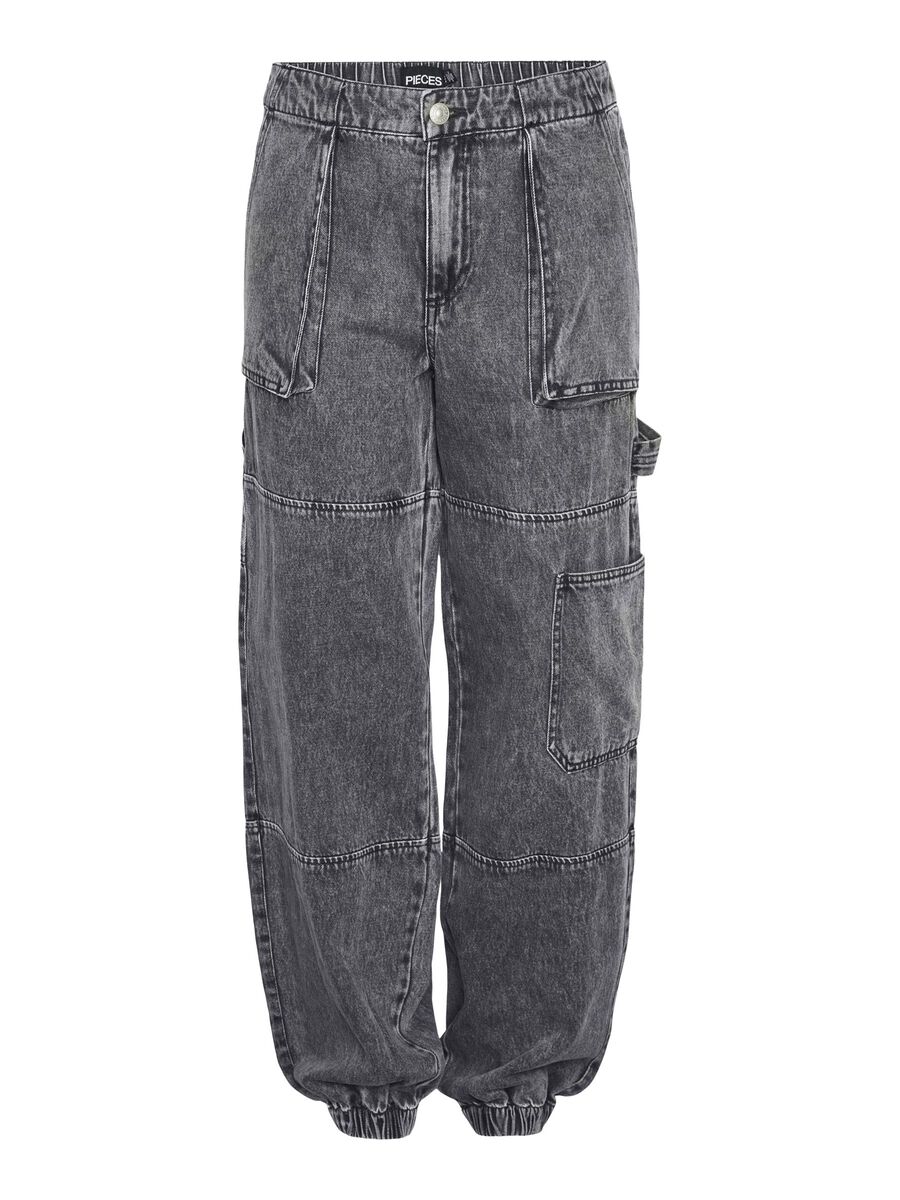 Pieces PCJAMILLA CARGO TROUSERS, Medium Grey Denim, highres - 17150275_MediumGreyDenim_001.jpg