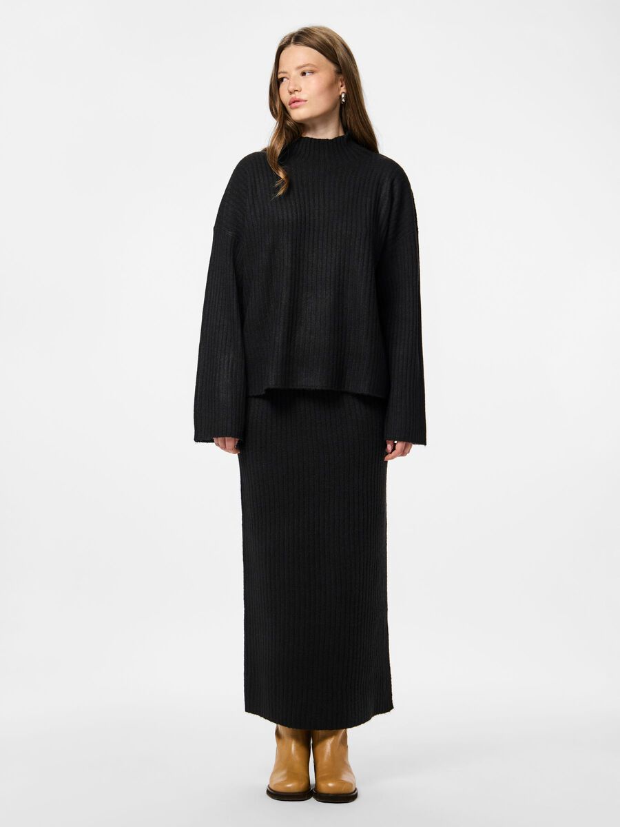 Carousel image - PCTULLE GEBREIDE ROK, Black | 5