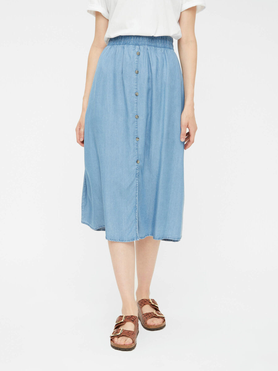 Pieces KNOPEN MIDDELLANGE ROK, Light Blue Denim, highres - 17104724_LightBlueDenim_003.jpg