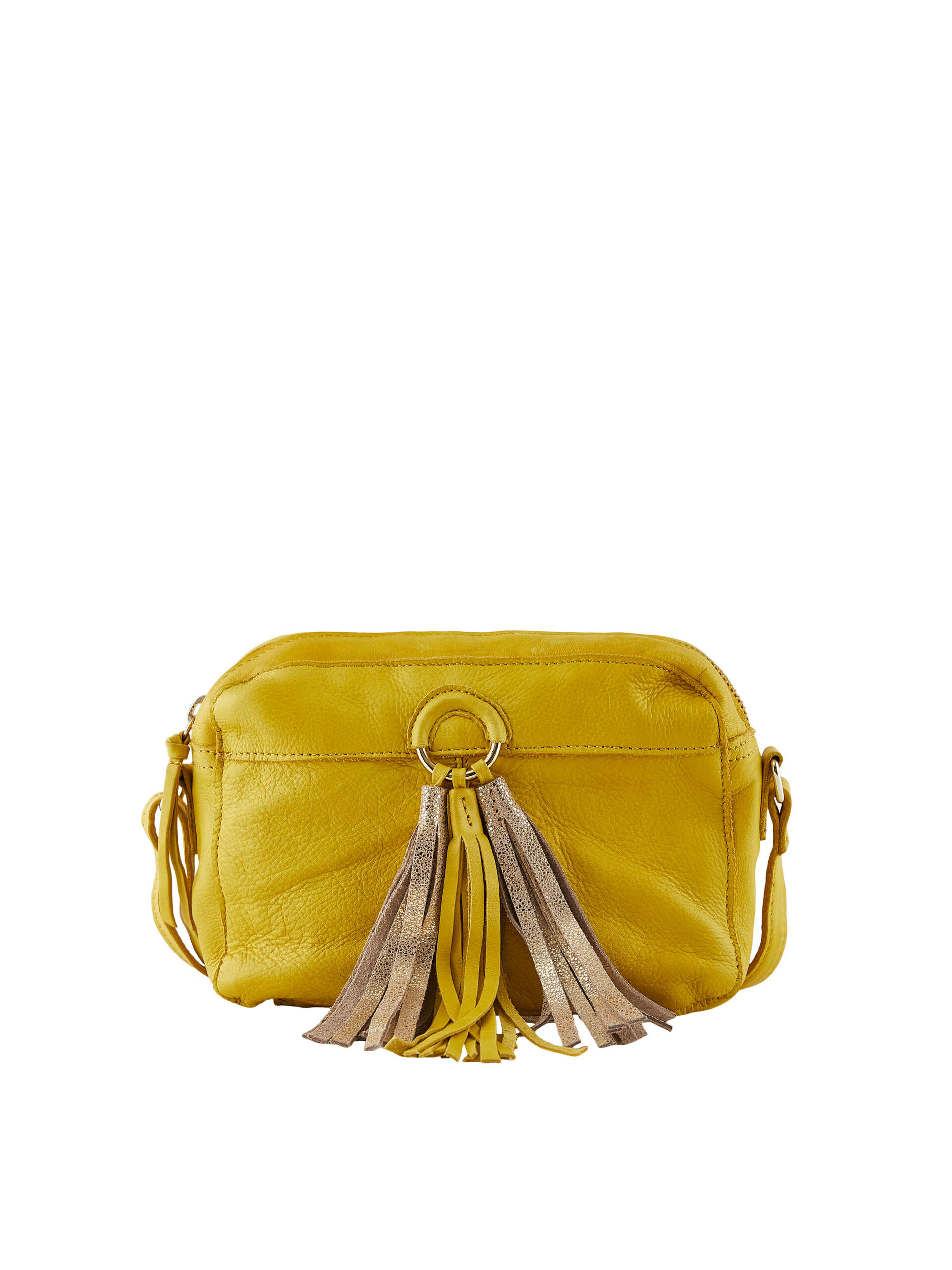 Carousel image - QUASTENDETAIL LEDER UMHÄNGETASCHE, Lemon Zest | 2