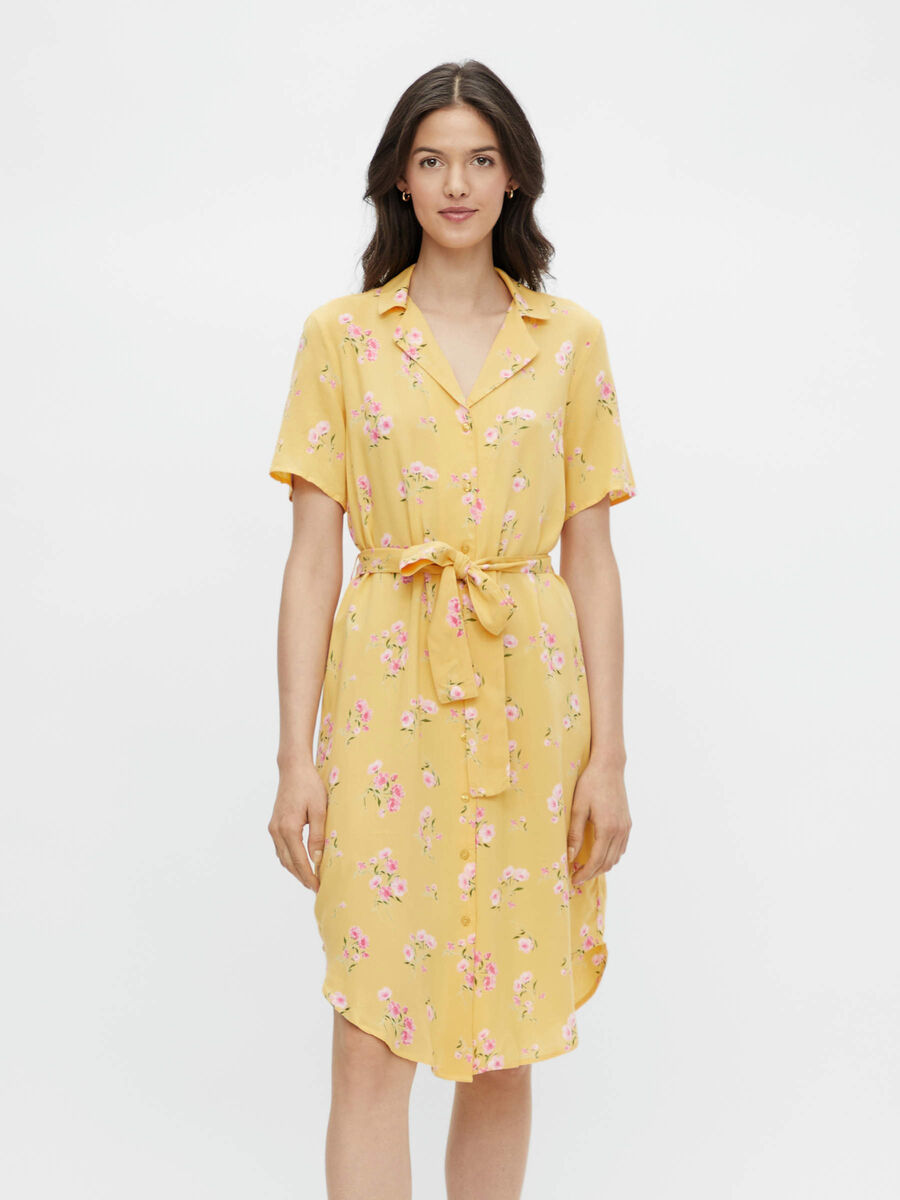 Pieces FLORAL PRINT MIDI DRESS, Banana, highres - 17114093_Banana_853520_003.jpg