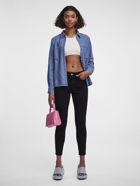 Pieces PCDELLY MW SKINNY FIT JEANS, Black Denim, highres - 17127263_BlackDenim_005.jpg