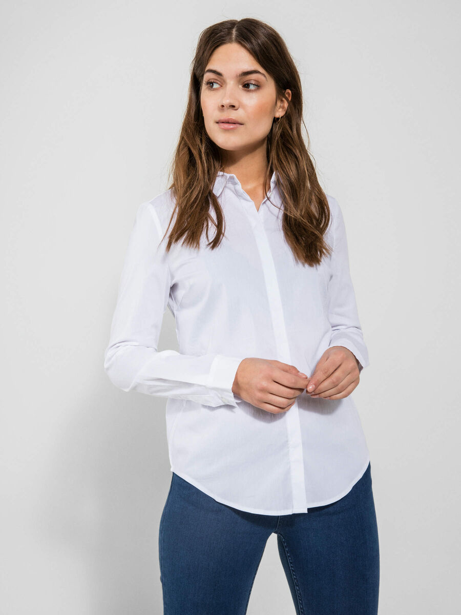 Pieces LONG SLEEVED CLASSIC SHIRT, Bright White, highres - 17071577_BrightWhite_003.jpg