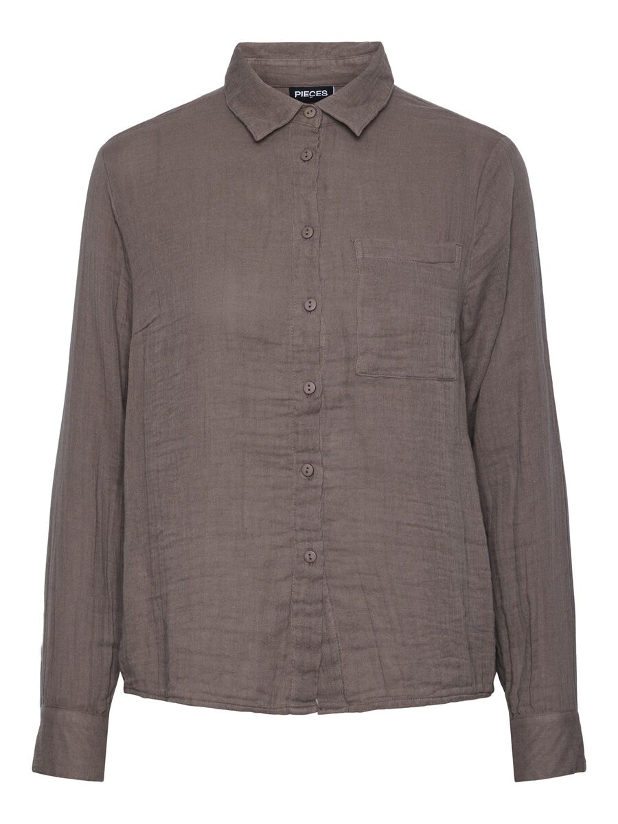 Pieces PCKAPPEL TIE-DETAIL SHIRT, Falcon, highres - 17150014_Falcon_001.jpg