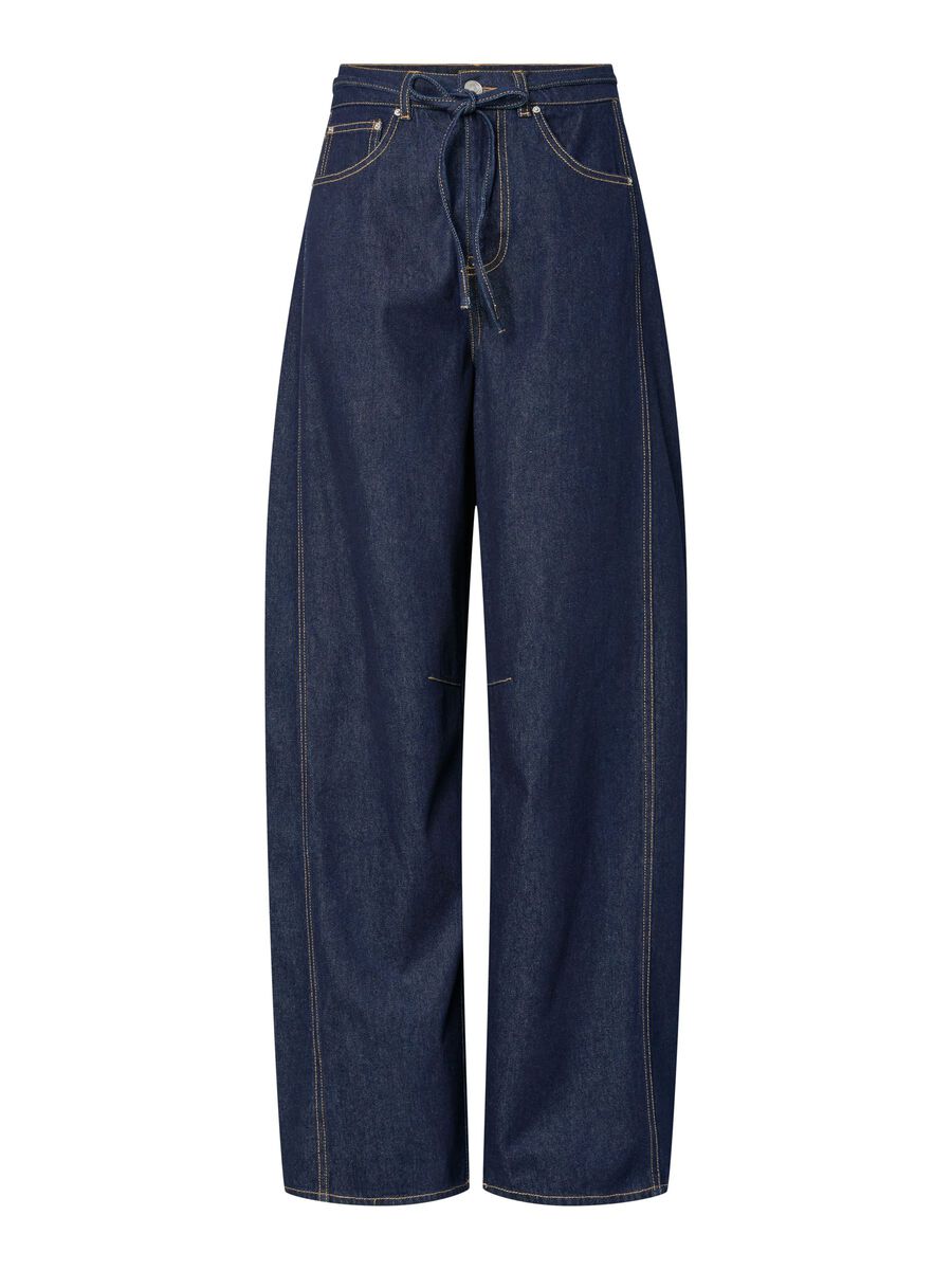 Carousel image - PCFENNA TIE BARREL FIT JEANS, Dark Blue Denim | 7