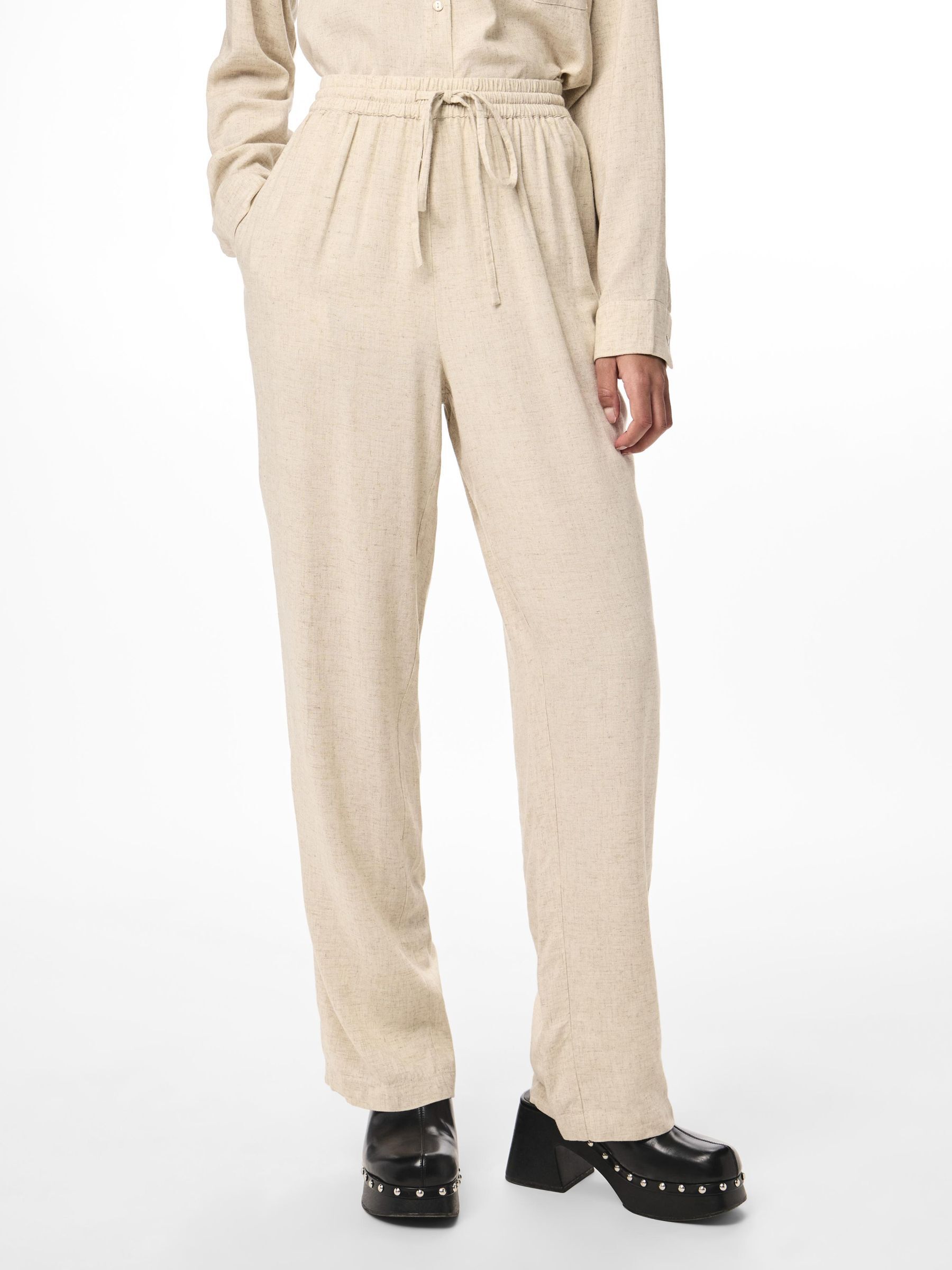 Women's silver pleated wide-leg trousers