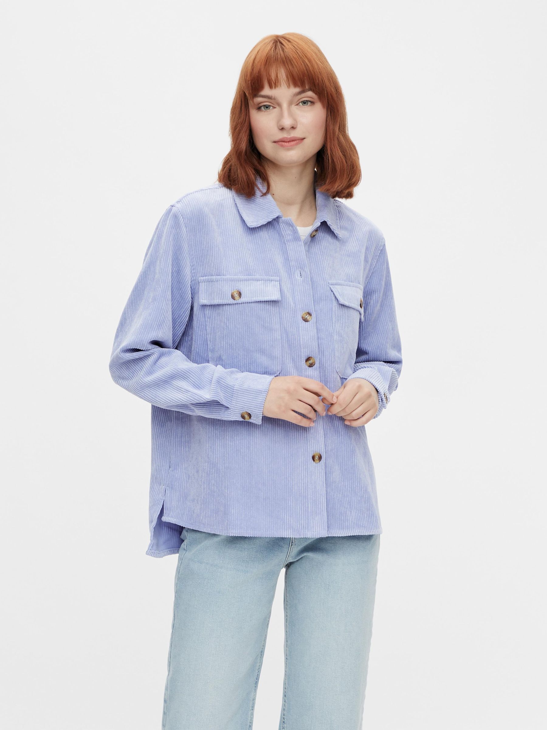 CORDUROY OVERHEMD MET LANGE MOUWEN Paars PIECES Nederland
