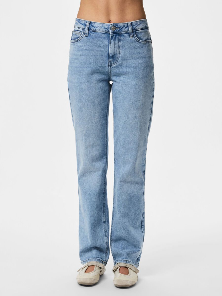 Carousel image - PCKELLY MW STRAIGHT FIT JEANS, Light Blue Denim | 5