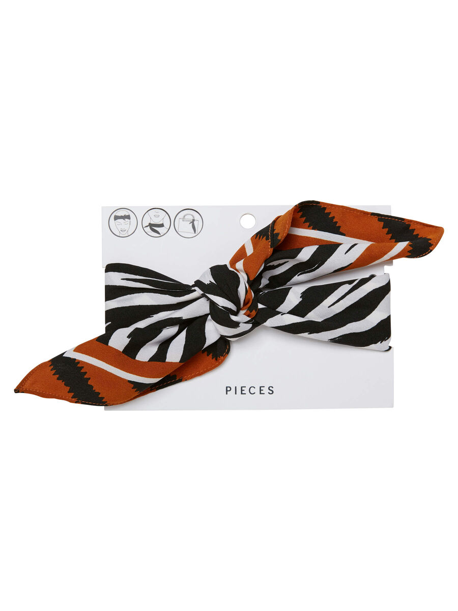 Pieces ZEBRA PRINTED SQUARE SCARF, Black, highres - 17095501_Black_001.jpg