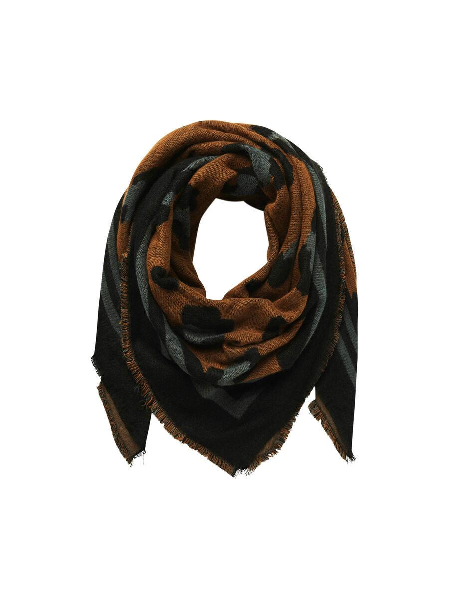 Pieces LEOPARD PATTERN SCARF, Leather Brown, highres - 17090858_LeatherBrown_001.jpg