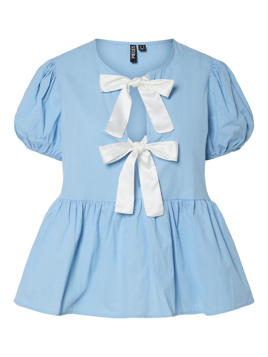 Pieces PCGOLLY PUFF SLEEVED TOP, Airy Blue, highres - 17155915_AiryBlue_1165573_001.jpg