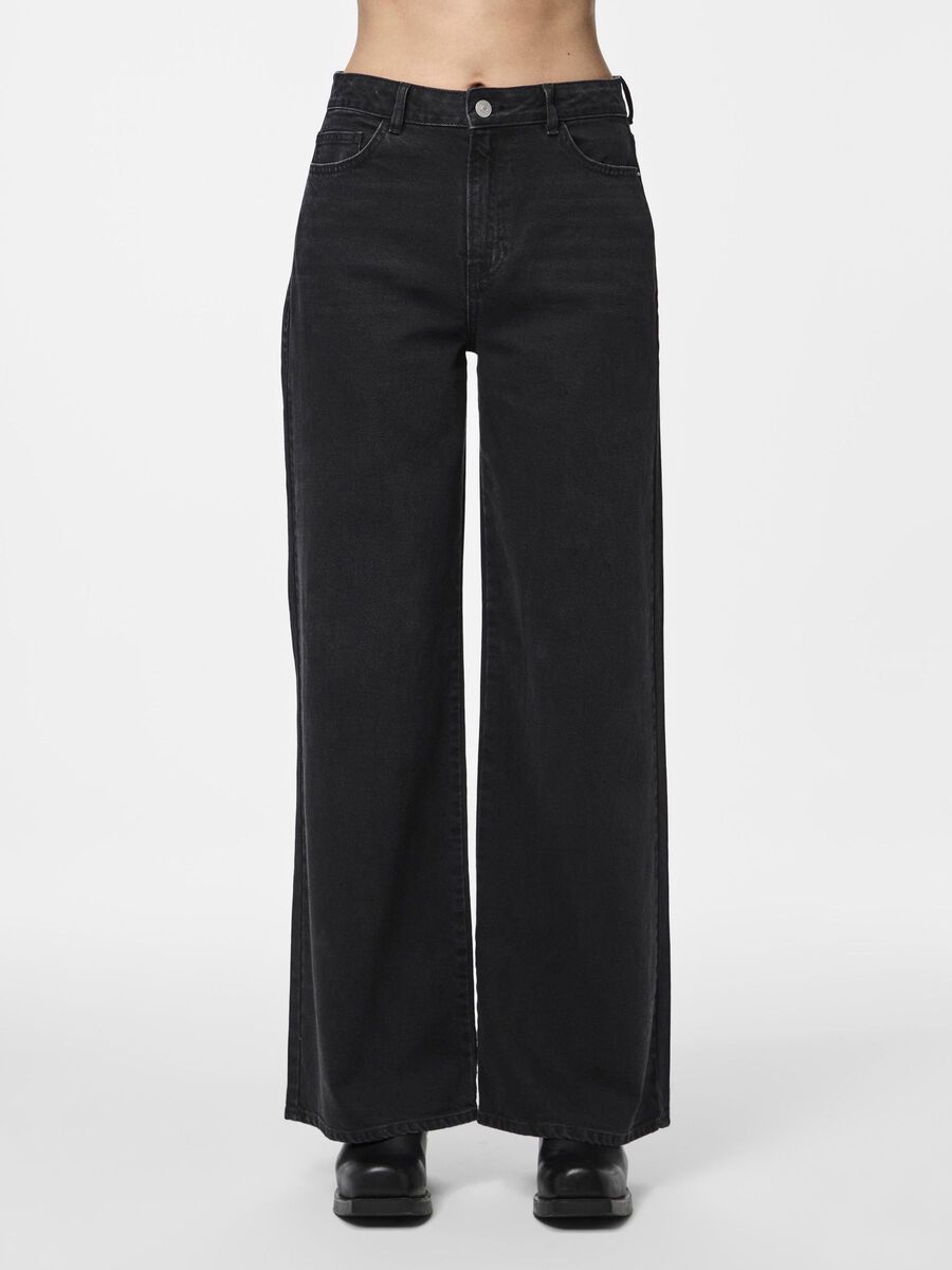 Pieces PCSELMA HW WIDE FIT JEANS, Black Denim, highres - 17151207_BlackDenim_003.jpg