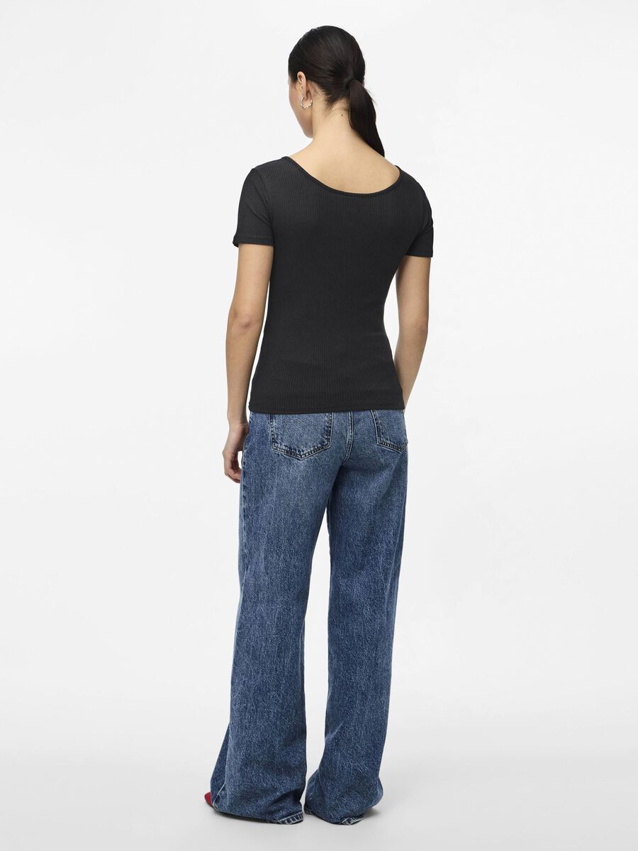 Pieces TOP A MANICHE CORTE, Black, highres - 17101439_Black_004.jpg
