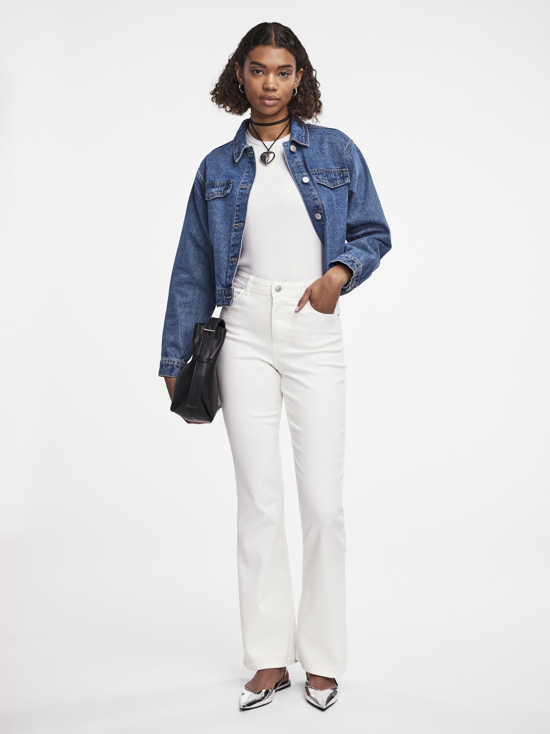 PCPEGGY HW FLARED JEANS Wit PIECES Nederland
