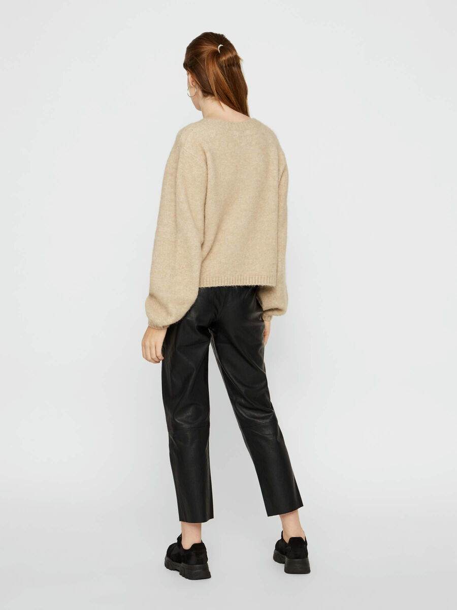 Pieces BALLOON-SLEEVE KNITTED CARDIGAN, White Pepper, highres - 17100157_WhitePepper_004.jpg