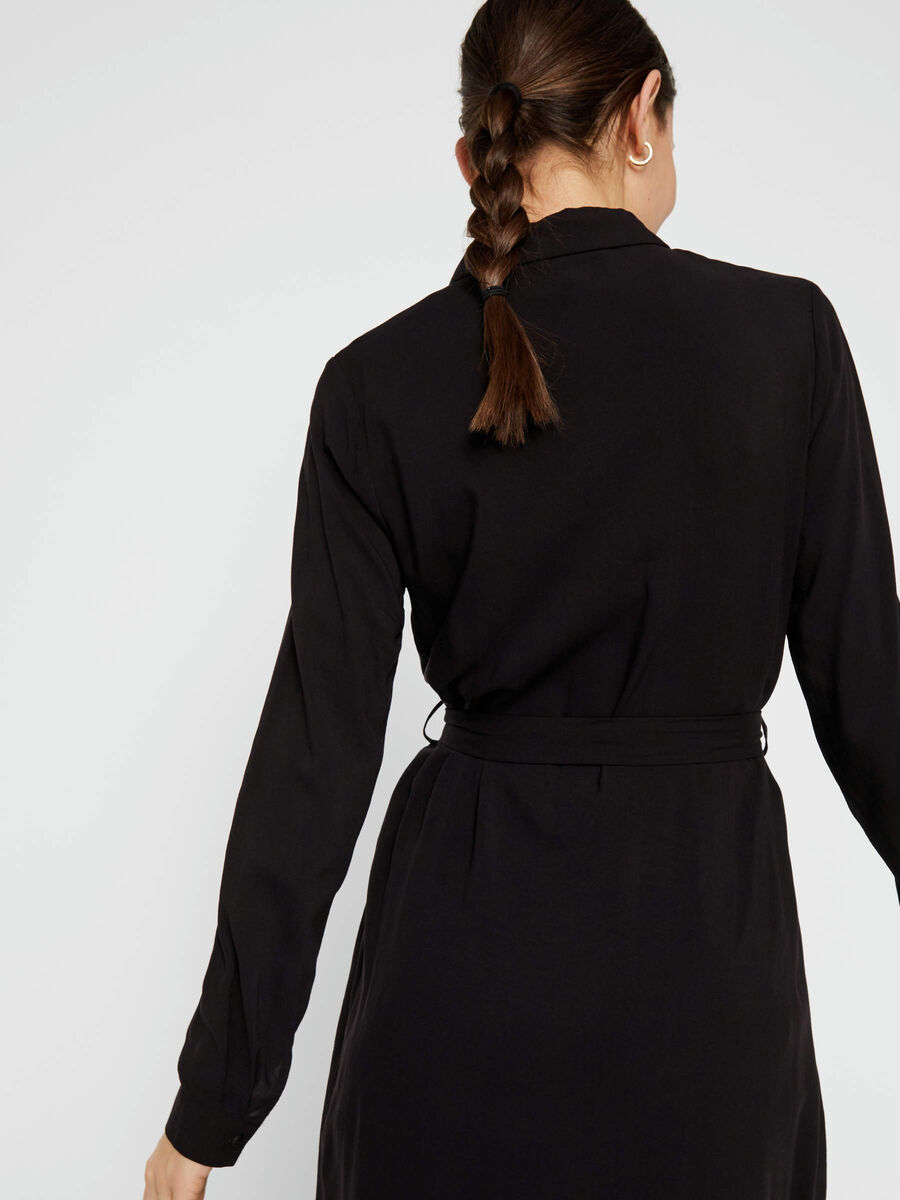 Carousel image - LONGLINE VISCOSE SHIRT, Black | 5