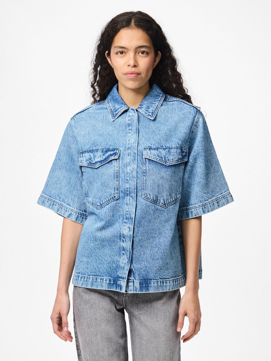 Pieces PCJULIET SPIJKERBLOUSE, Medium Blue Denim, highres - 17159786_MediumBlueDenim_1209291_003.jpg