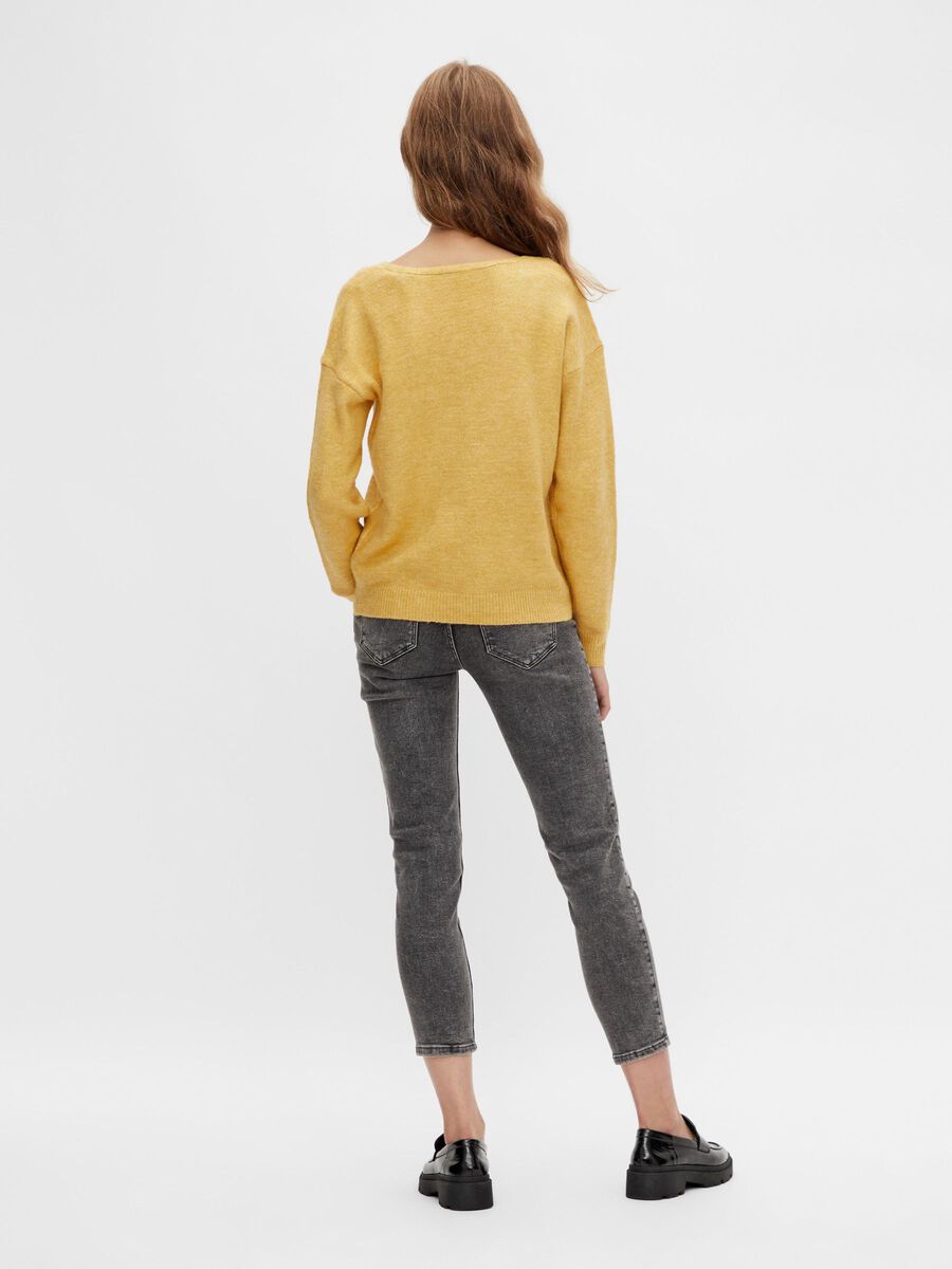 Pieces DÉCOLLETÉ EN V PULL EN MAILLE, Ochre, highres - 17111313_Ochre_846743_004.jpg