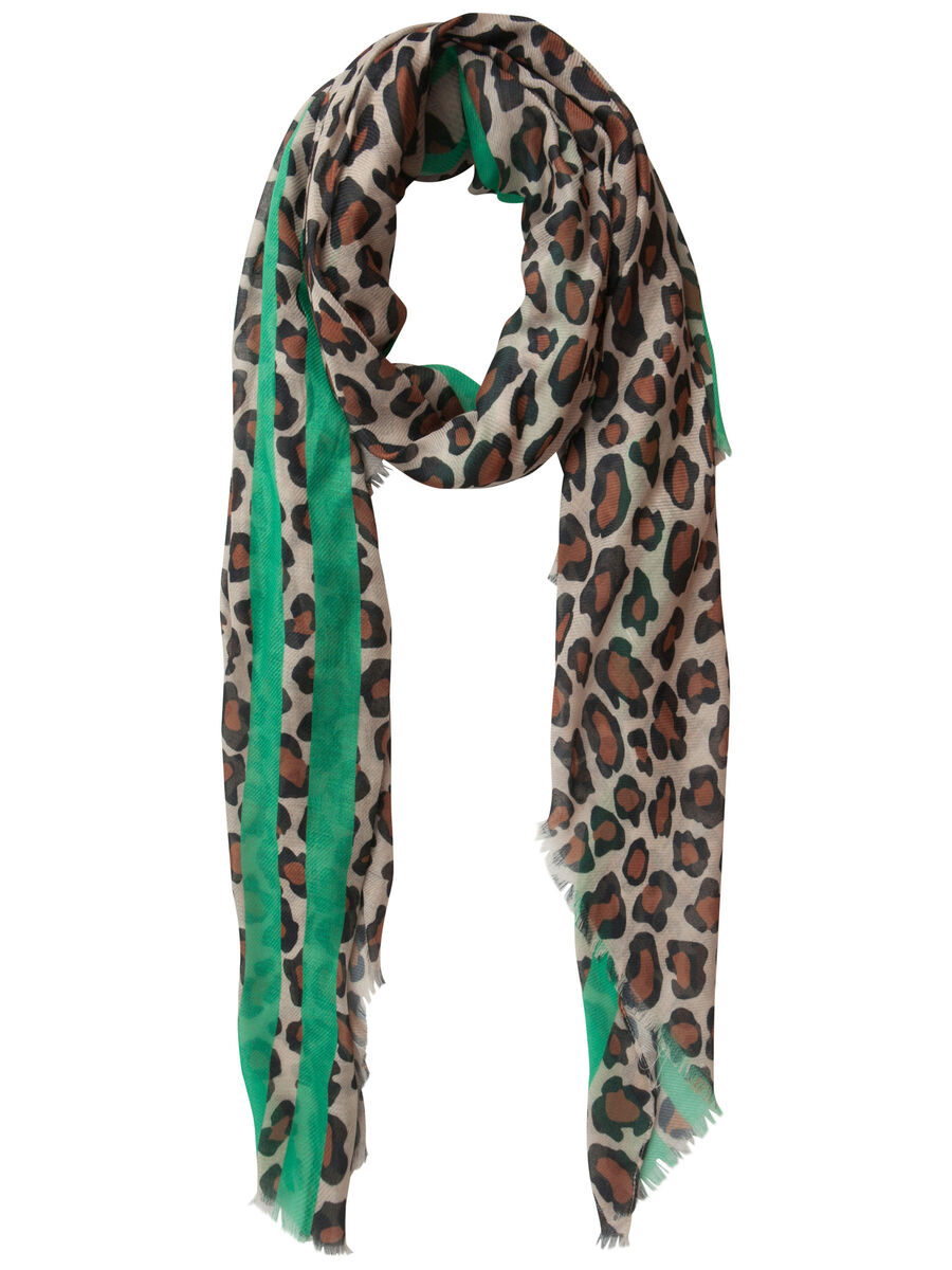Pieces LONG LEOPARD PRINTED SCARF, Bright Green, highres - 17092352_BrightGreen_001.jpg