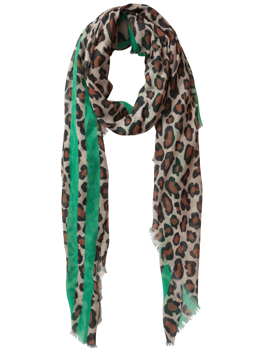 Pieces LANGT LEOPARDPRINTET SKJERF, Bright Green, highres - 17092352_BrightGreen_001.jpg