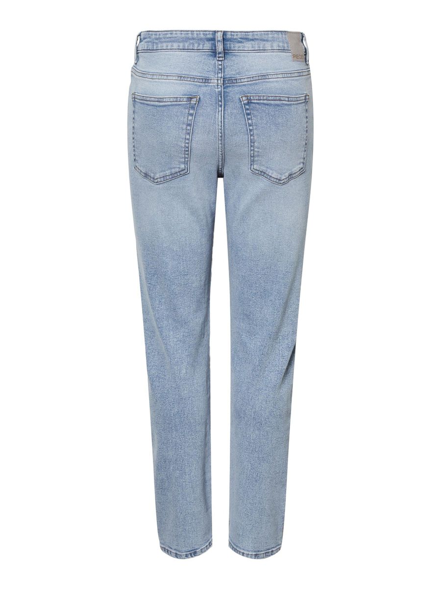 Pieces PCBELLA HW TAPERED FIT JEANS, Light Blue Denim, highres - 17147971_LightBlueDenim_002.jpg