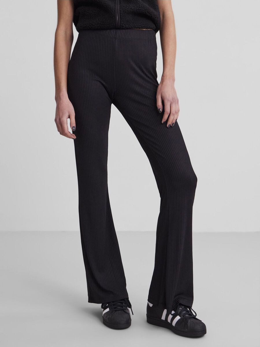 Pieces PCTOPPY FLARED TROUSERS, Black, highres - 17111501_Black_003.jpg