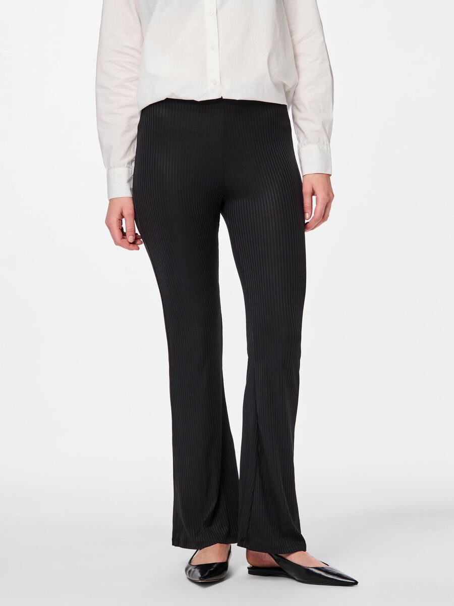 Pieces PCTOPPY FLARED TROUSERS, Black, highres - 17111501_Black_003.jpg