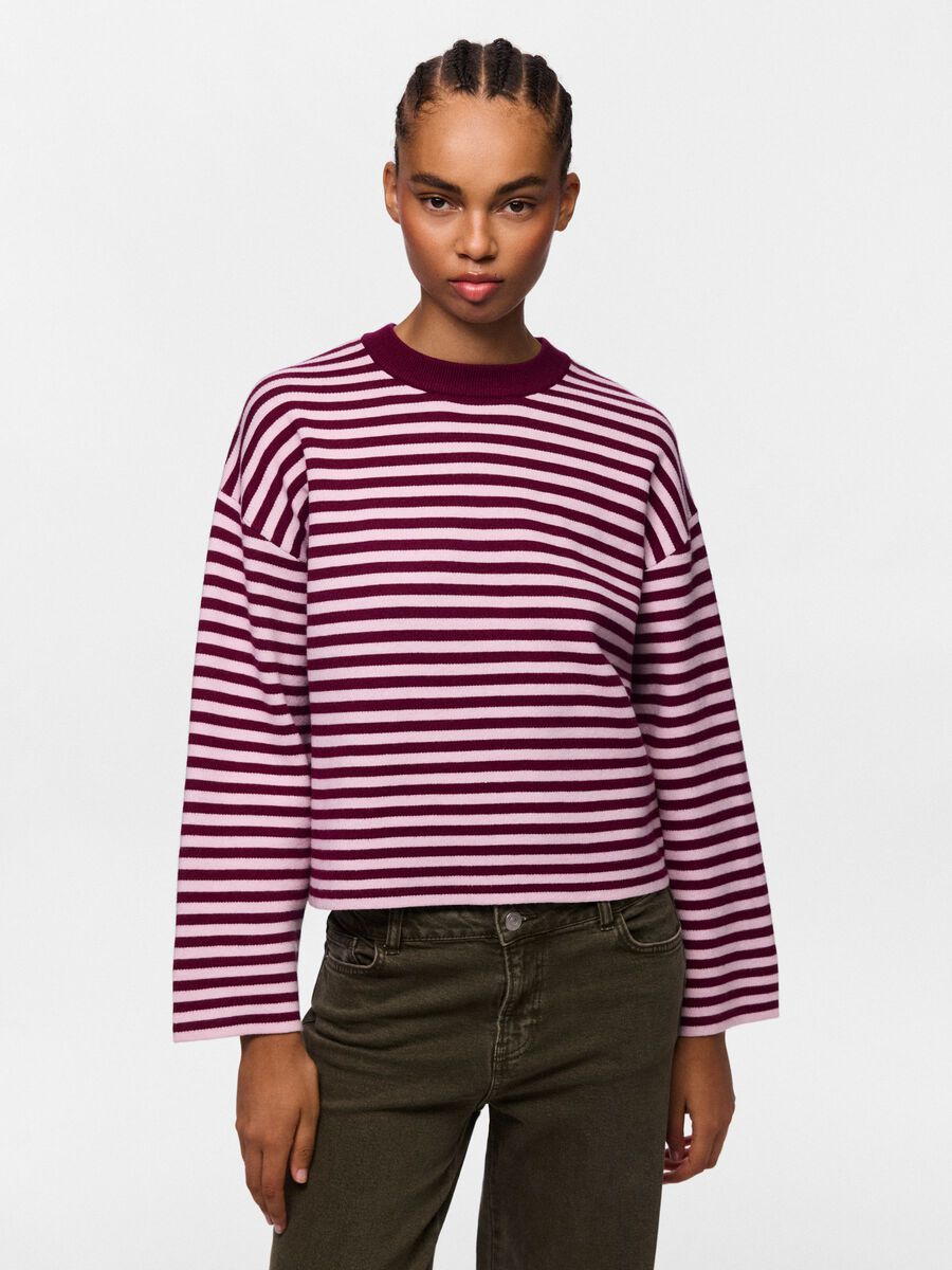 Carousel image 3 PCJASSY STRIPE KNITTED PULLOVER, Raspberry Radiance