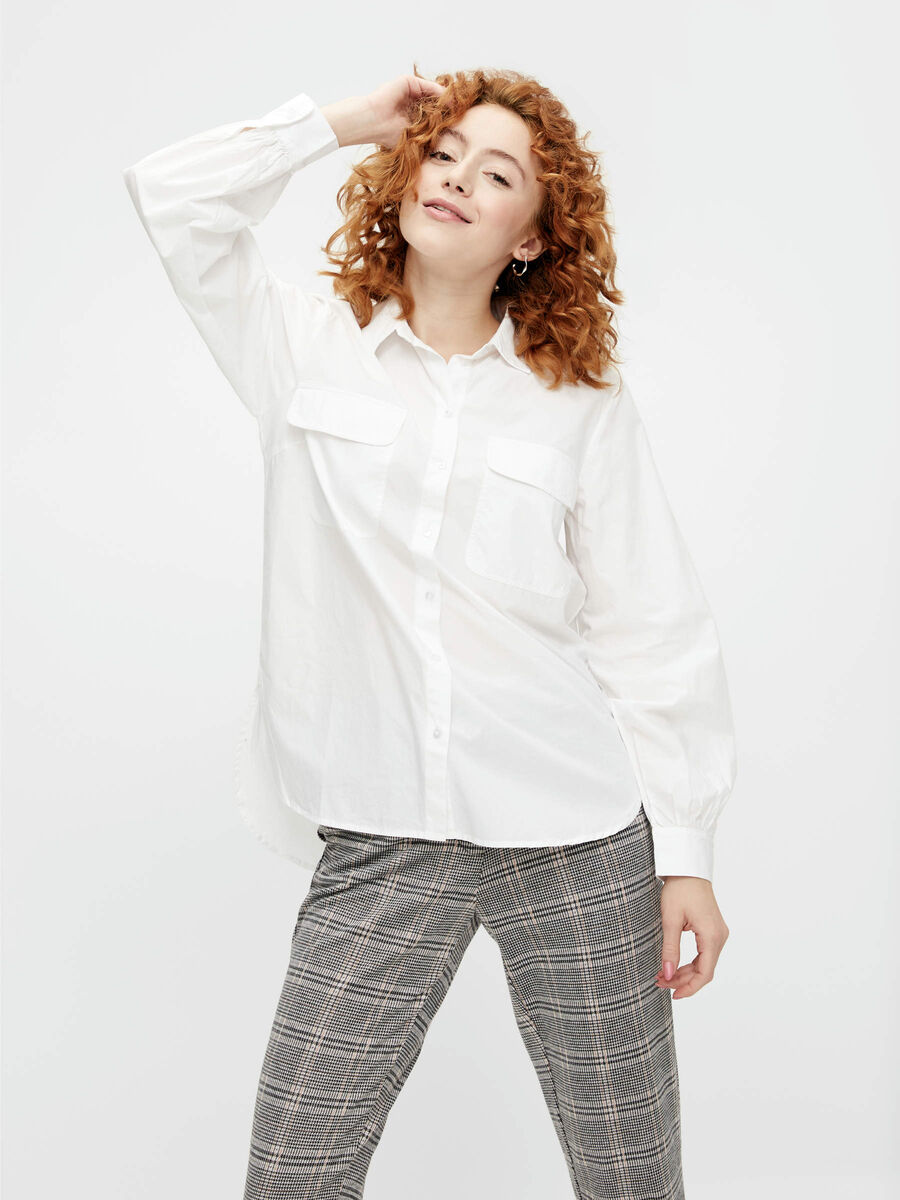Pieces SOLID LONG SLEEVED SHIRT, Bright White, highres - 17113020_BrightWhite_003.jpg