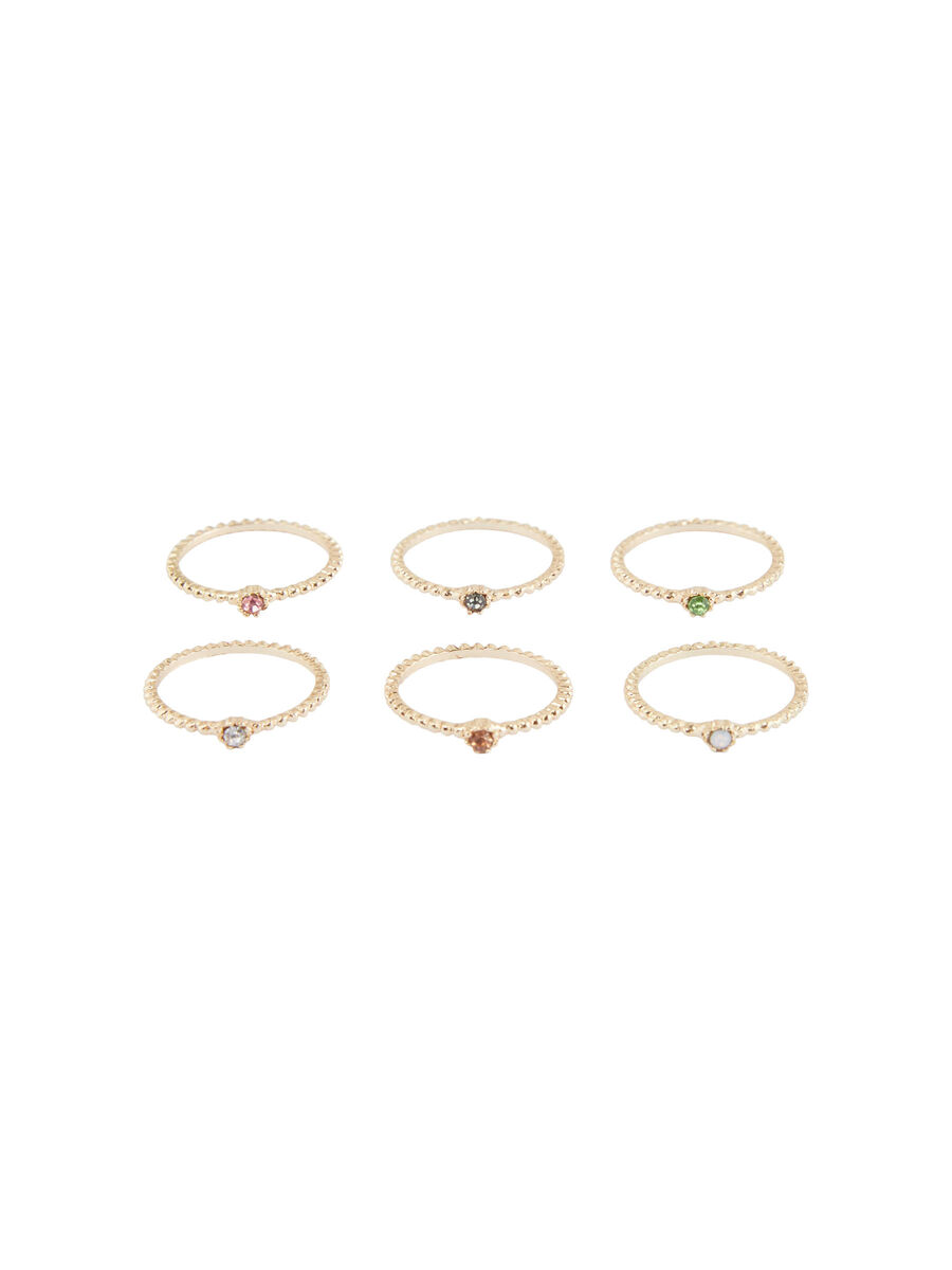 Pieces PCALIGANSA 6-PACK RINGS, Gold Colour, highres - 17119736_GoldColour_008.jpg