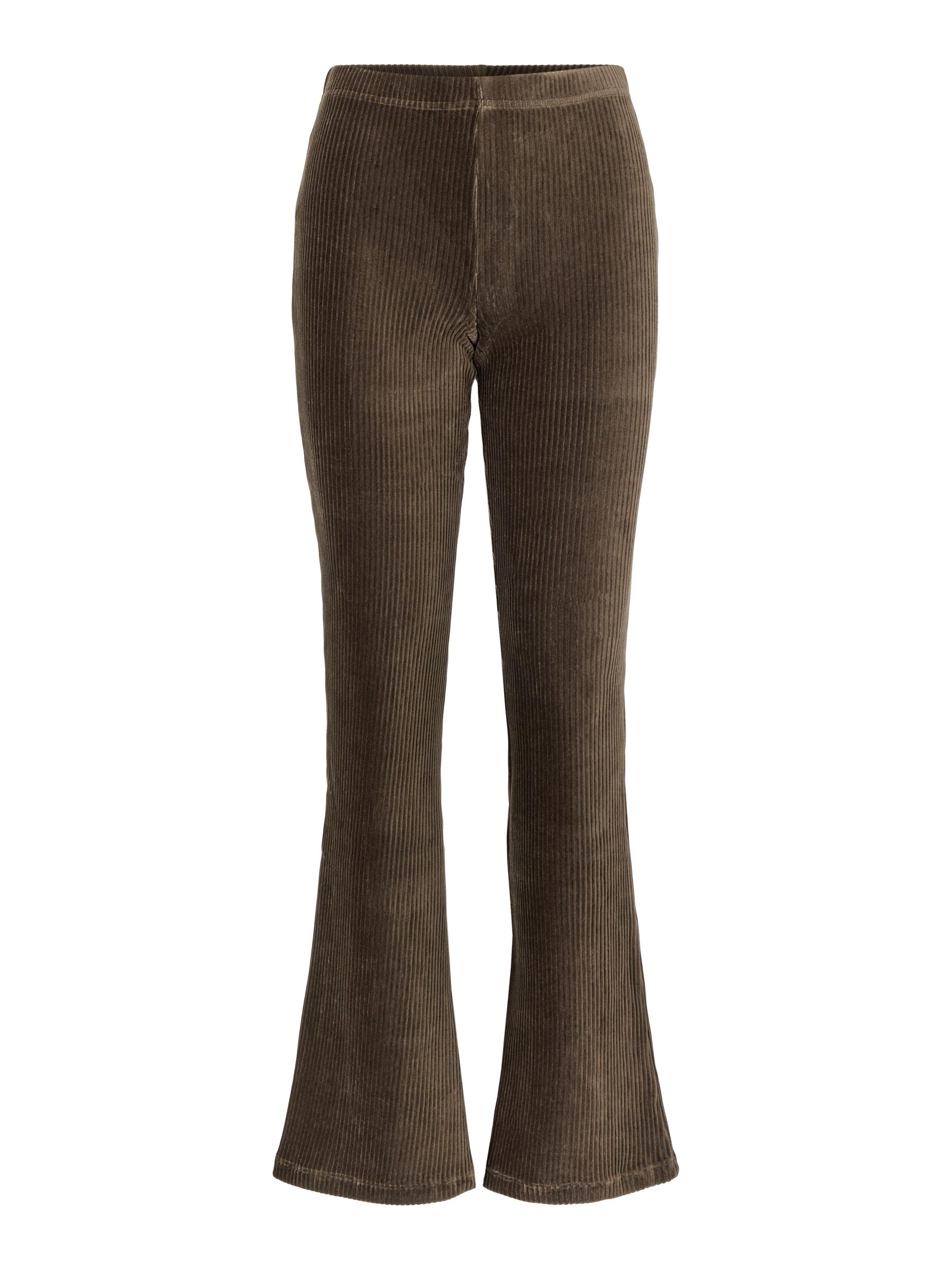 FLUWELEN FLARED BROEK (Brown) | Pieces®