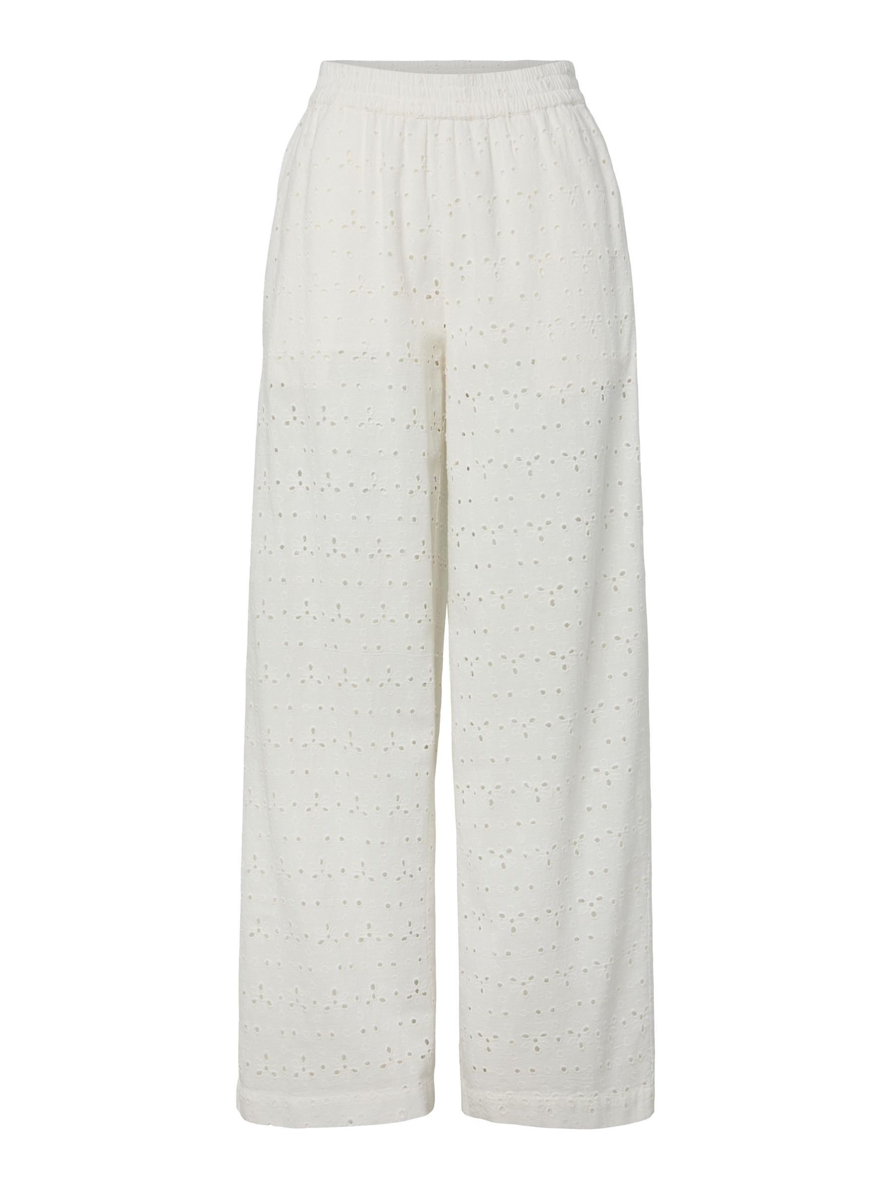 PCTYLA WIDE-LEG TROUSERS | White | PIECES® Poland