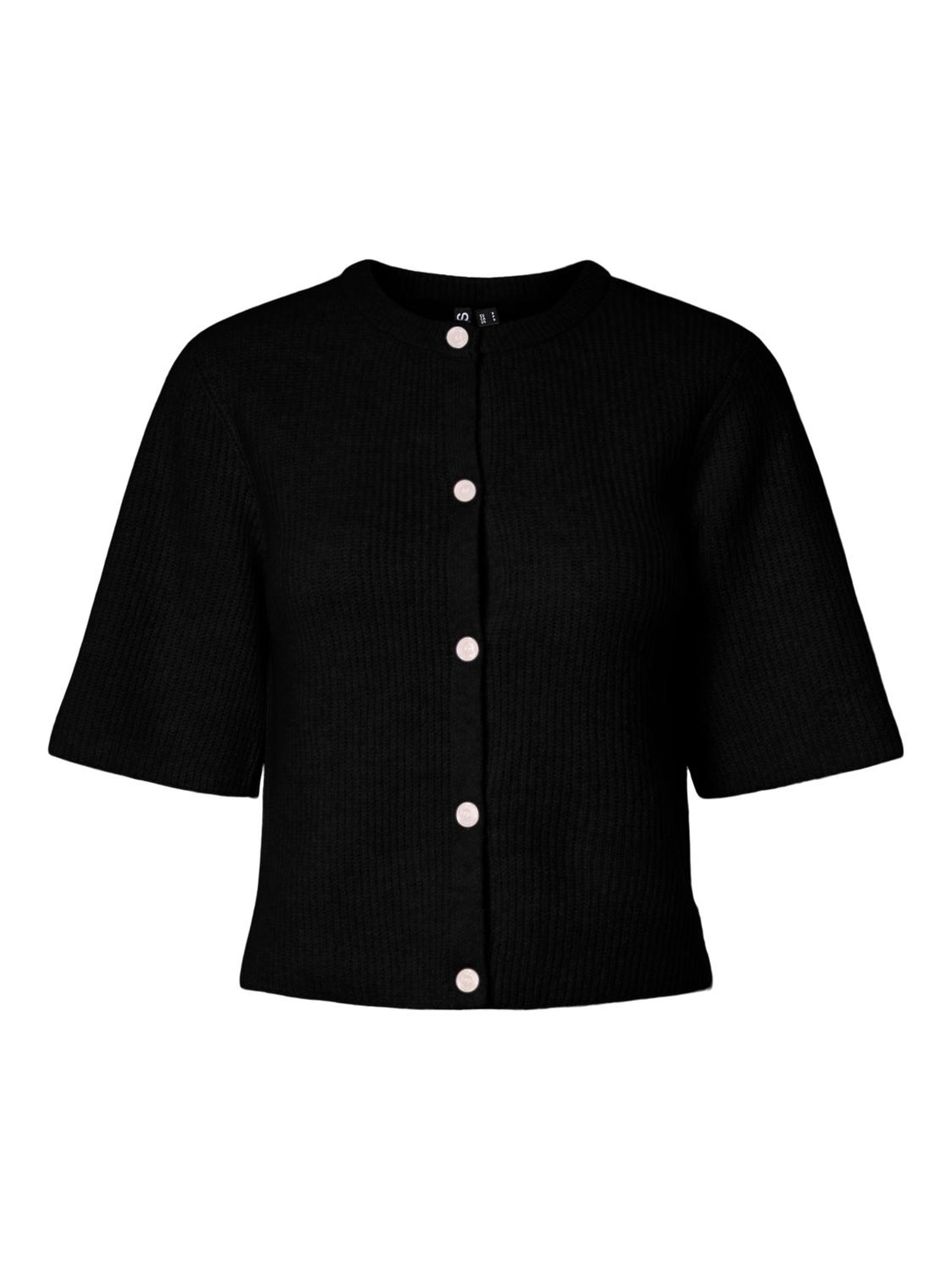 PCSILLY SHORT SLEEVED KNITTED CARDIGAN | Black | PIECES® Norway