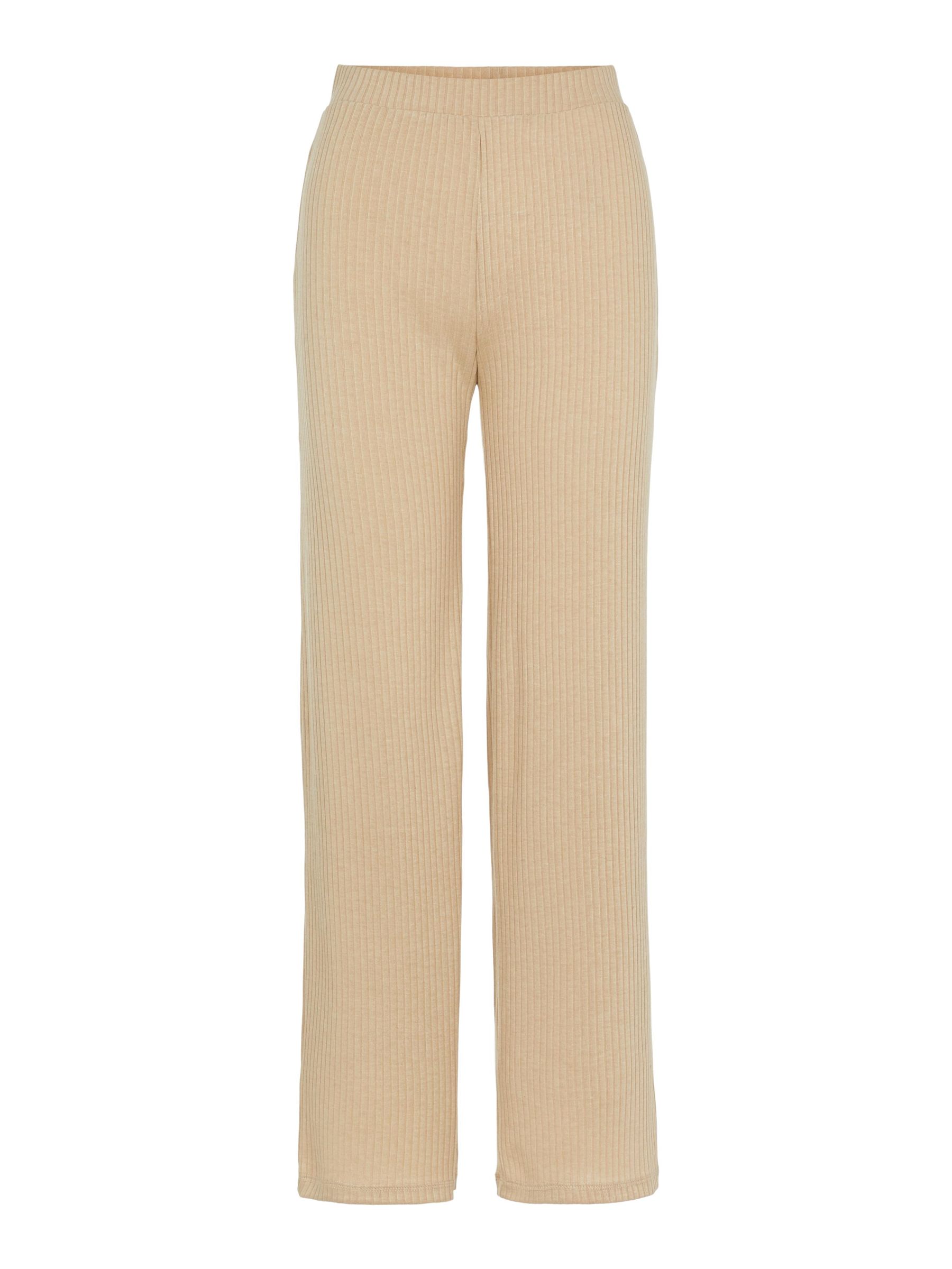 Pantaloni Donna PIECES Pcmolly | Vita Elasticizzata A Costine | Gamba Larga | Grigio - 3