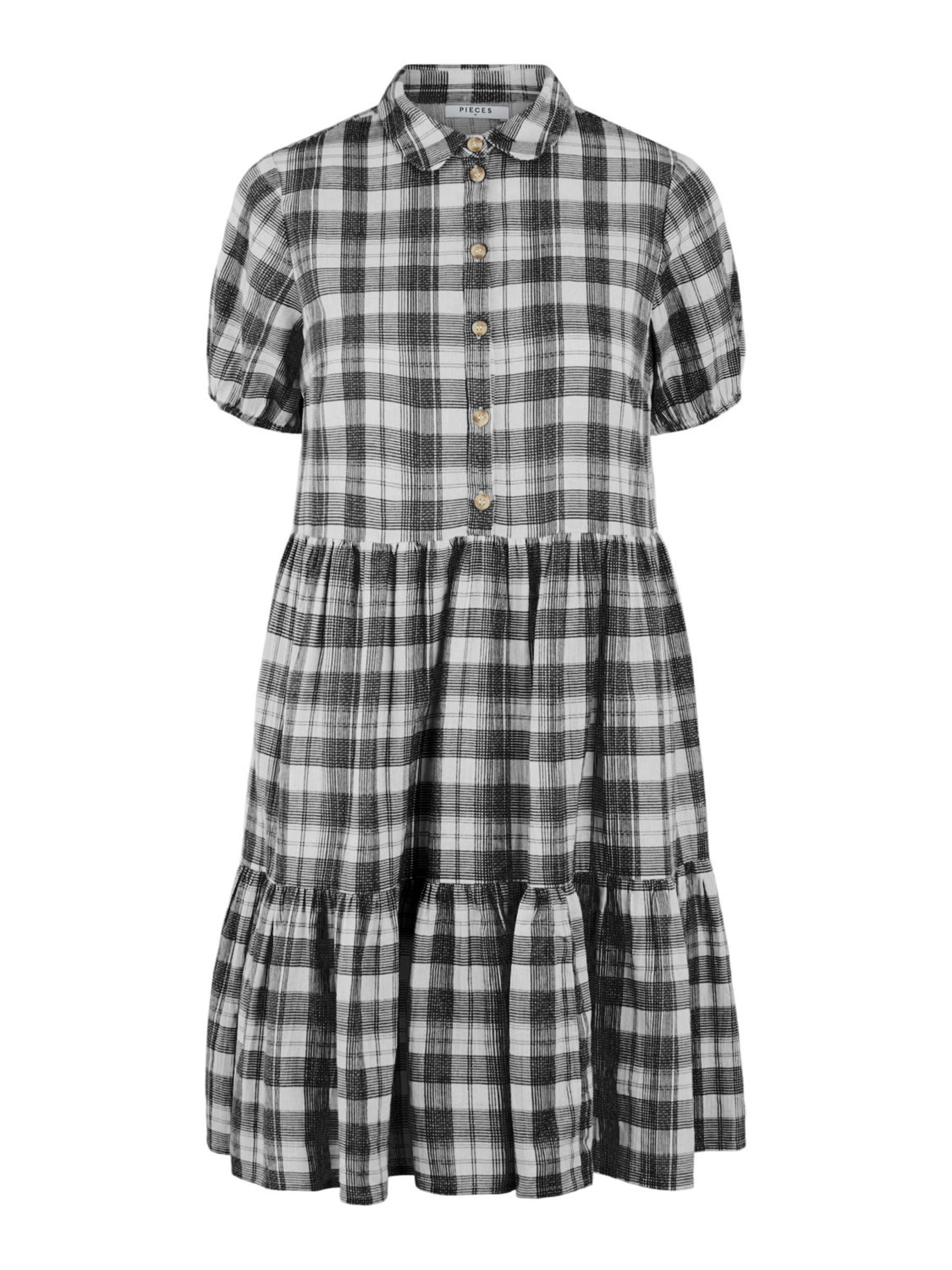 Checked short sleeved dress | Pieces