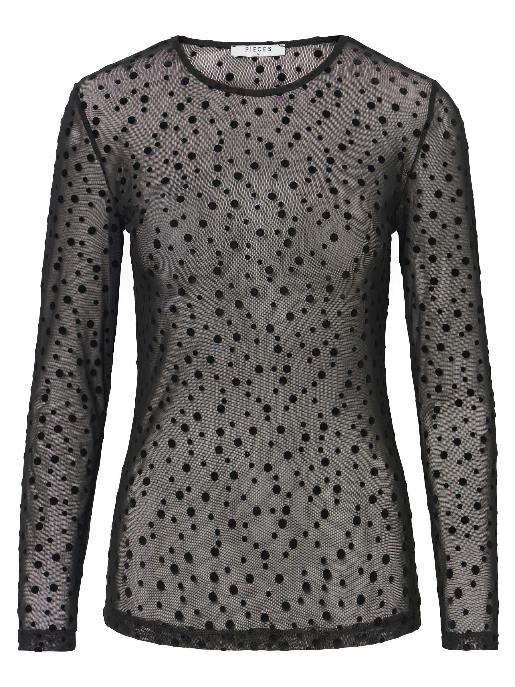 Dotted mesh long sleeve top deals