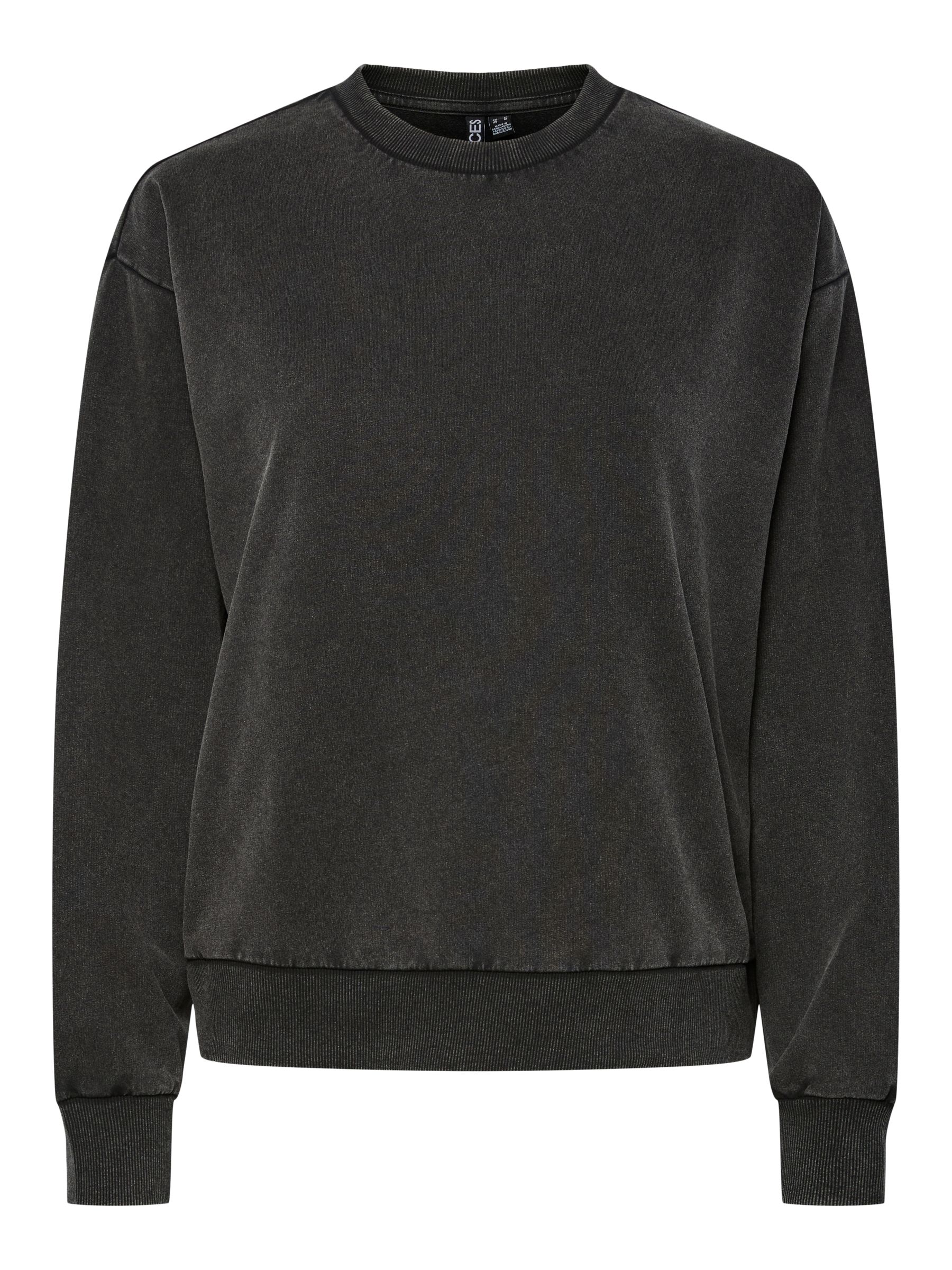 PCCHILLI WASHED SWEATSHIRT | Black | PIECES® Sweden