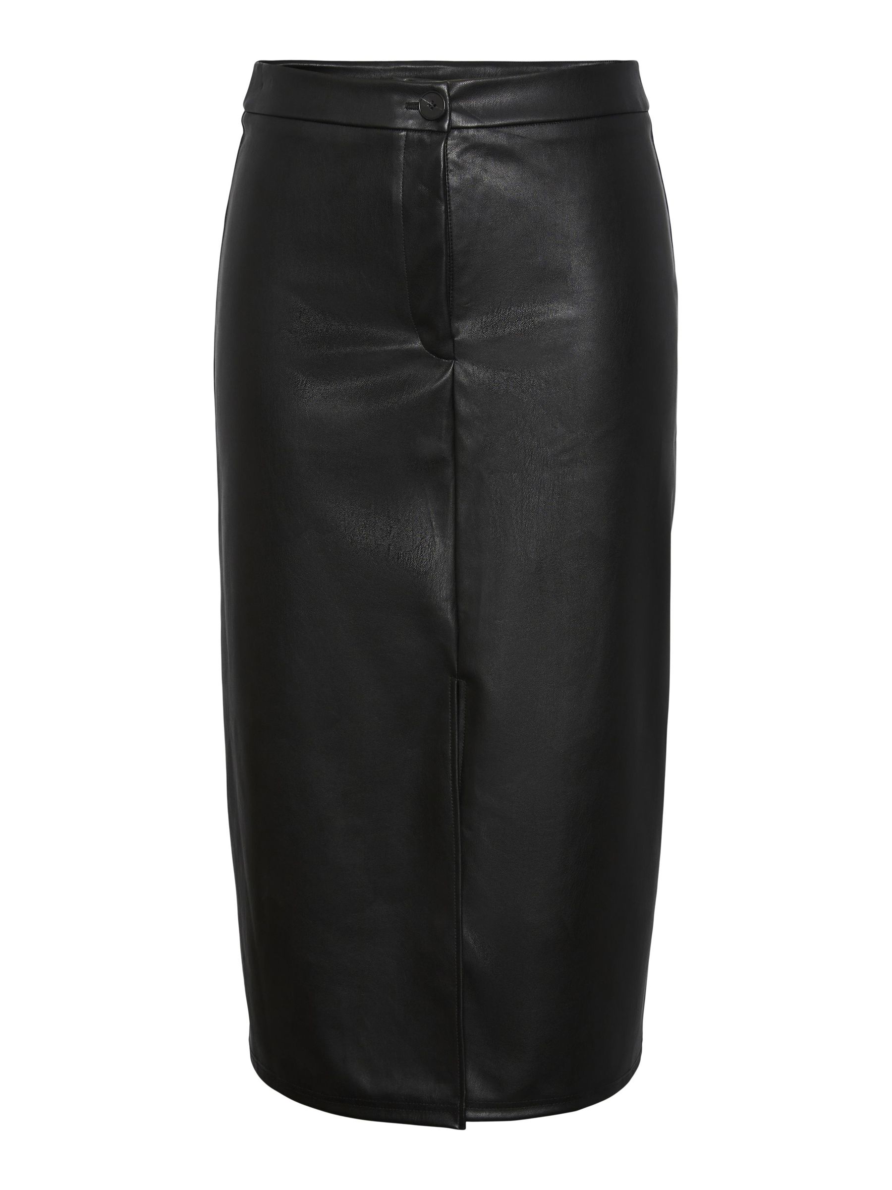 2912307 Black Layered Faux Leather Skirt