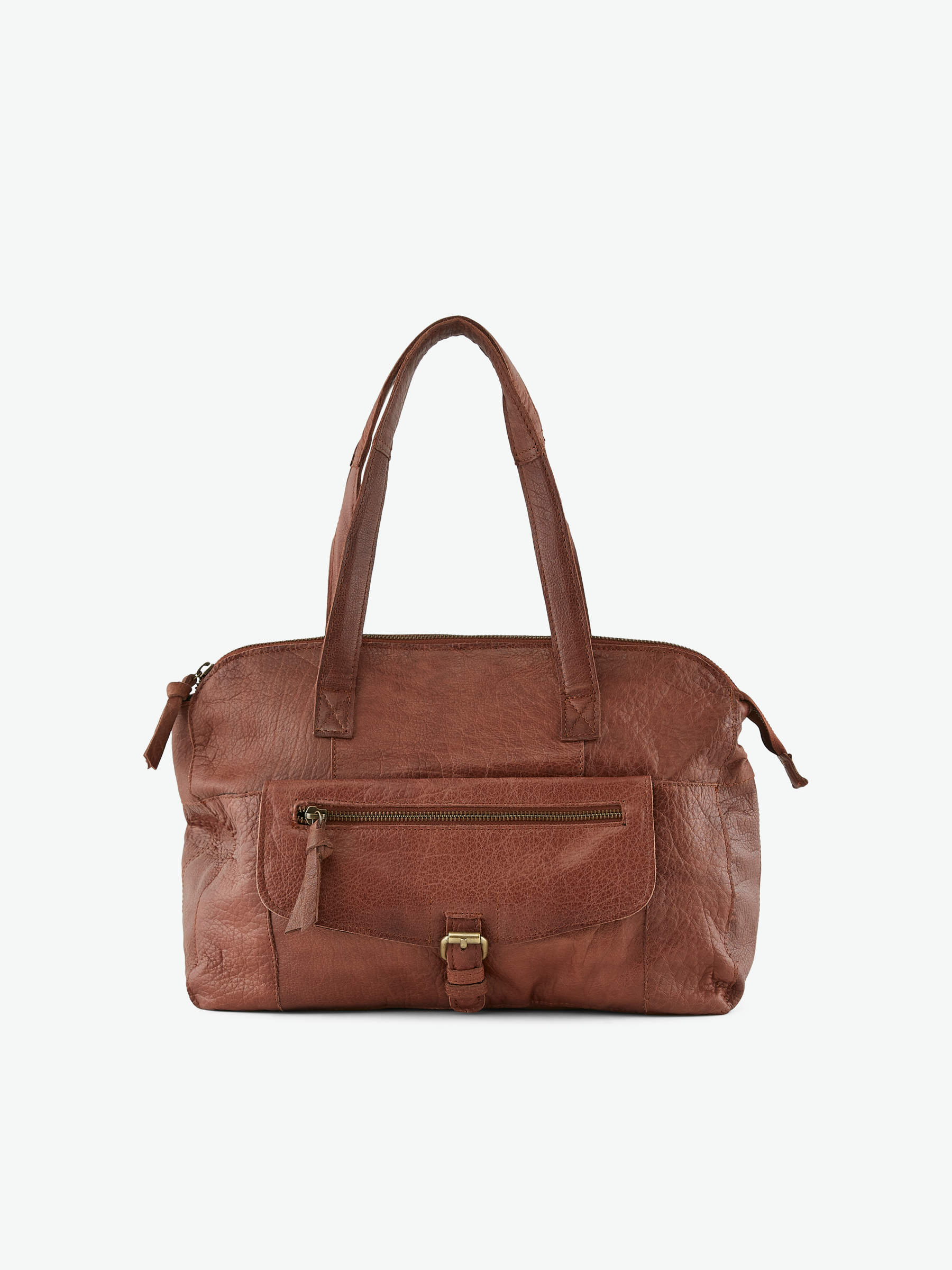 LEATHER TRAVEL BAG | Brown | PIECES® Belgium
