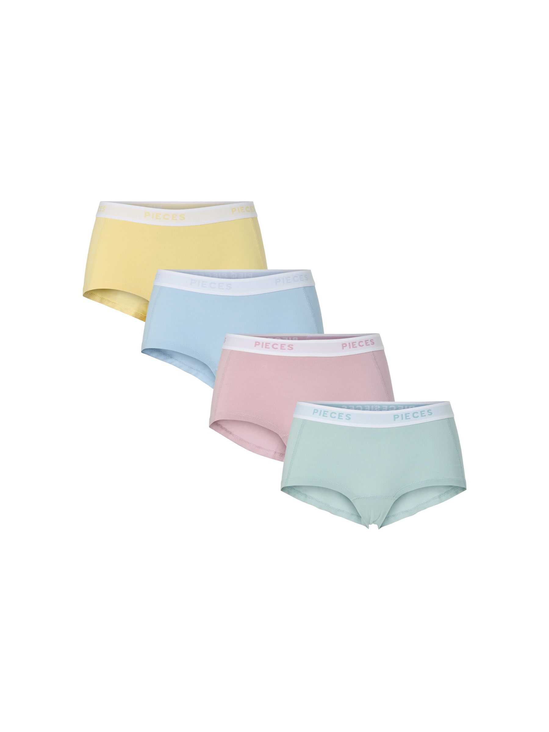 PIECES Pclogo Lady Boxers14-233 Yellow 4 Pack, Boxer Femme PIECES Pclogo Lady Boxers14-233 Yellow 4 Pack, Boxer Femme