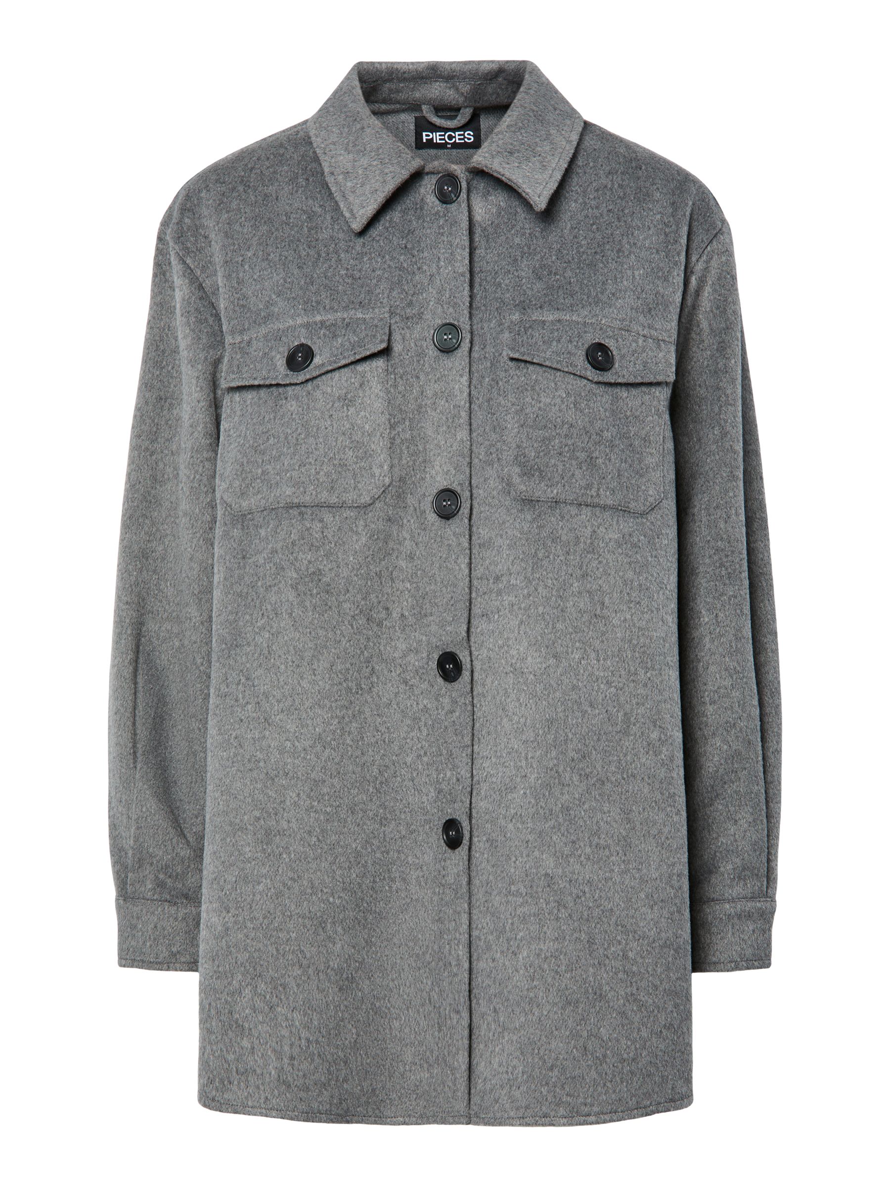 Cappotto doppiopetto in misto lana Kia Oversized - Grigio scuro mélange