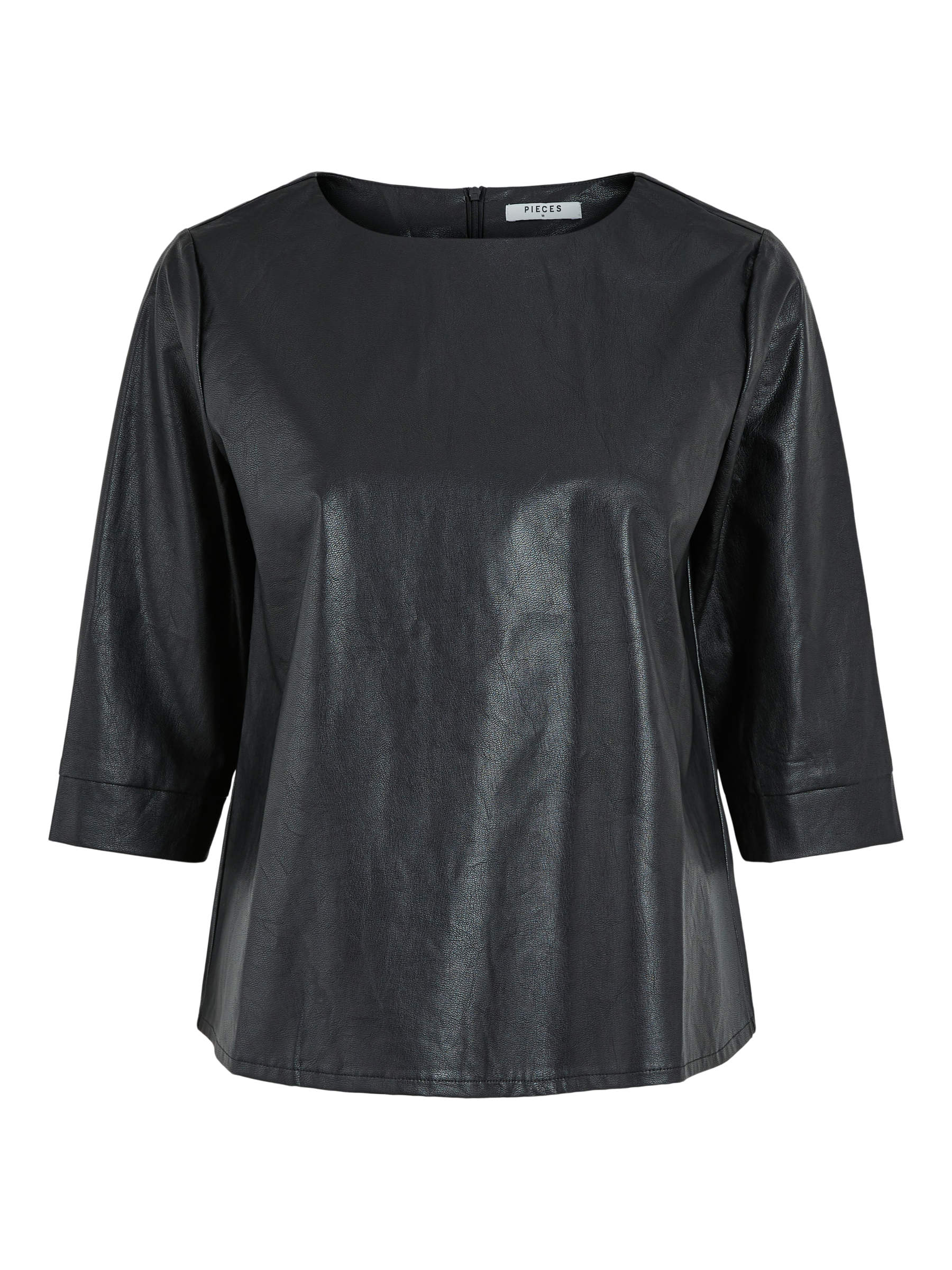 Black LEATHER LOOK BLOUSE | Pieces®