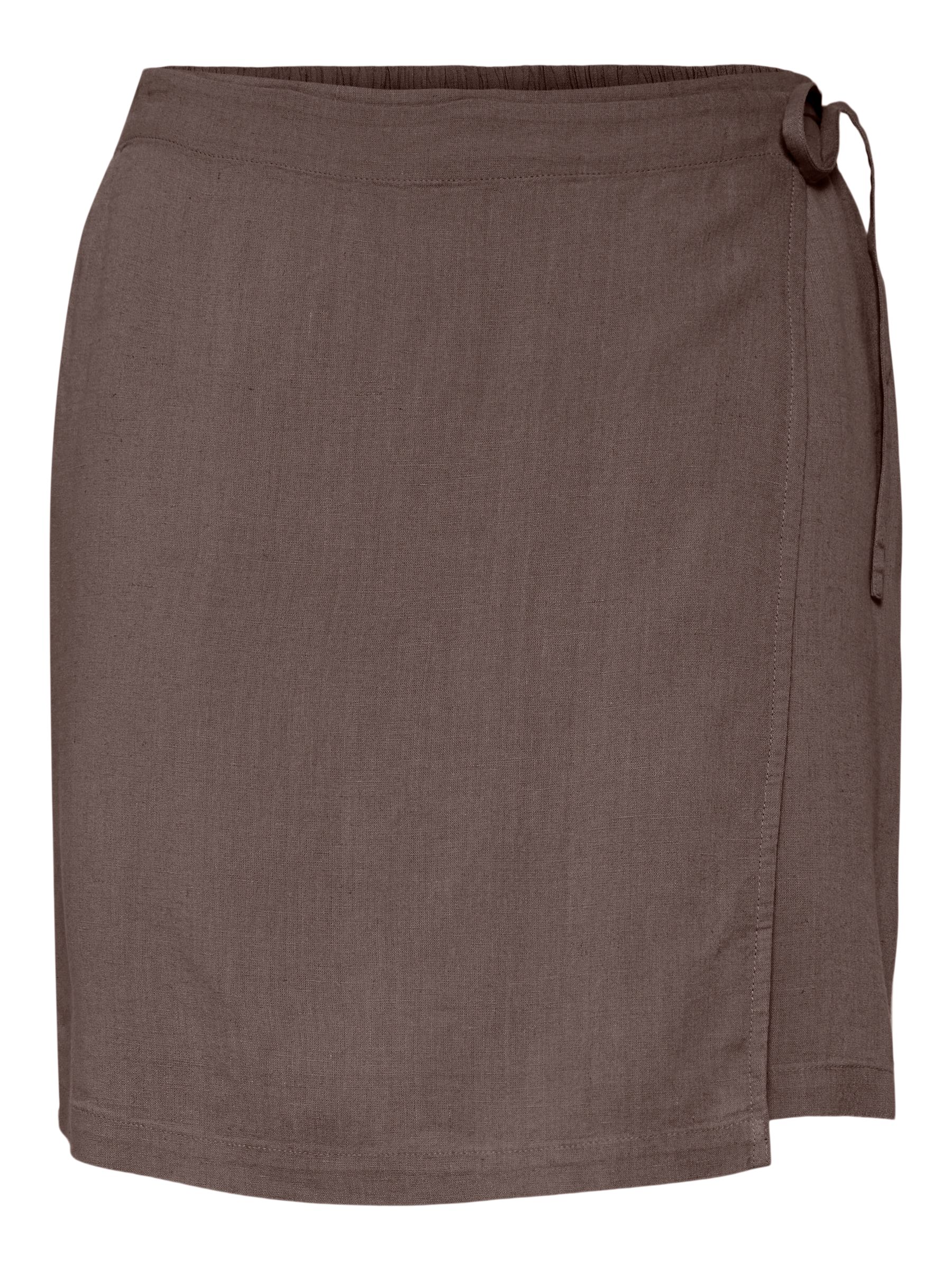 PCPIA MINI LINEN BLEND WRAP SKIRT | Brown | PIECES® Norway