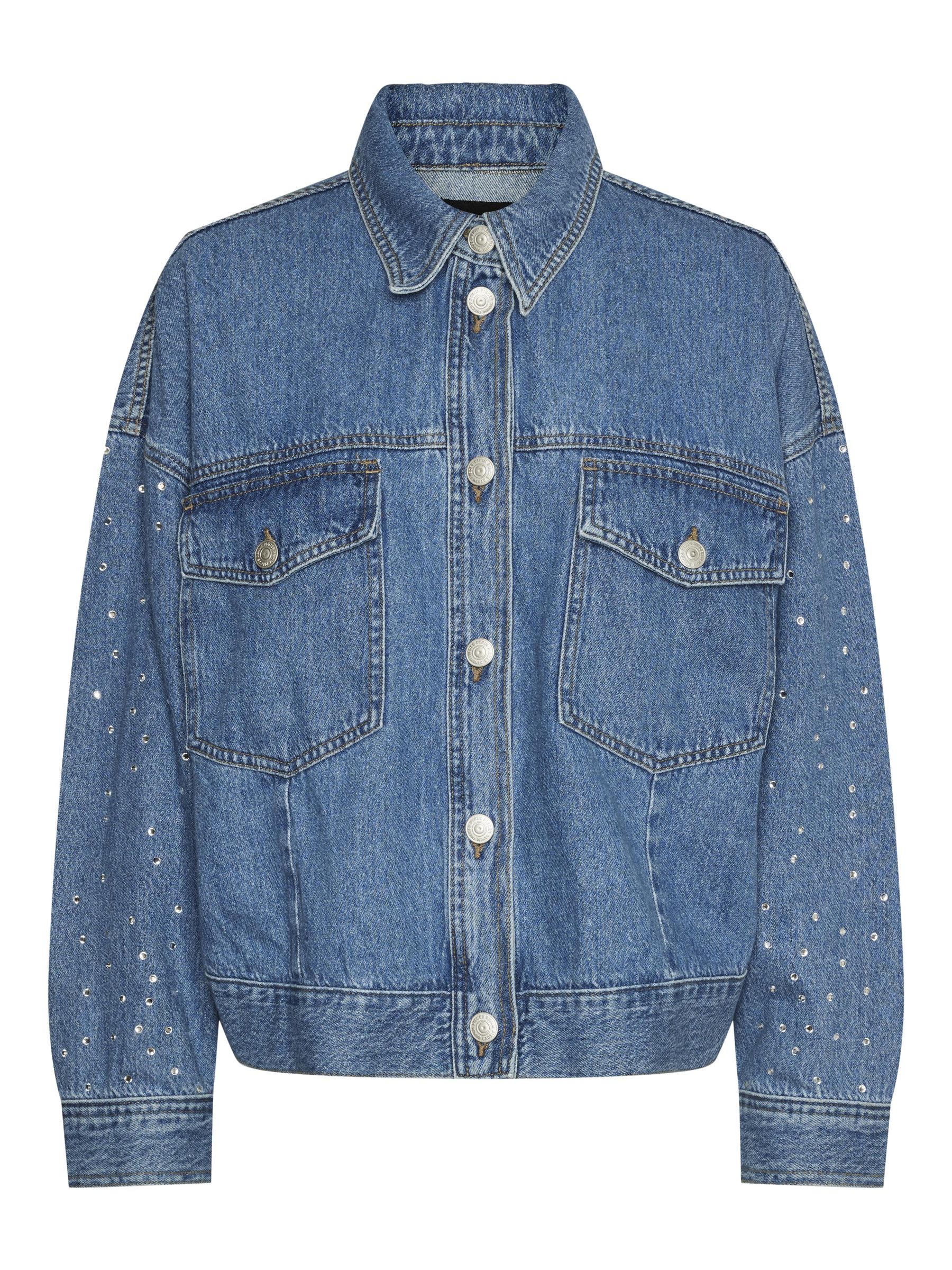 PCSKY STRASS JEANSJACKE | Blau | PIECES® Deutschland