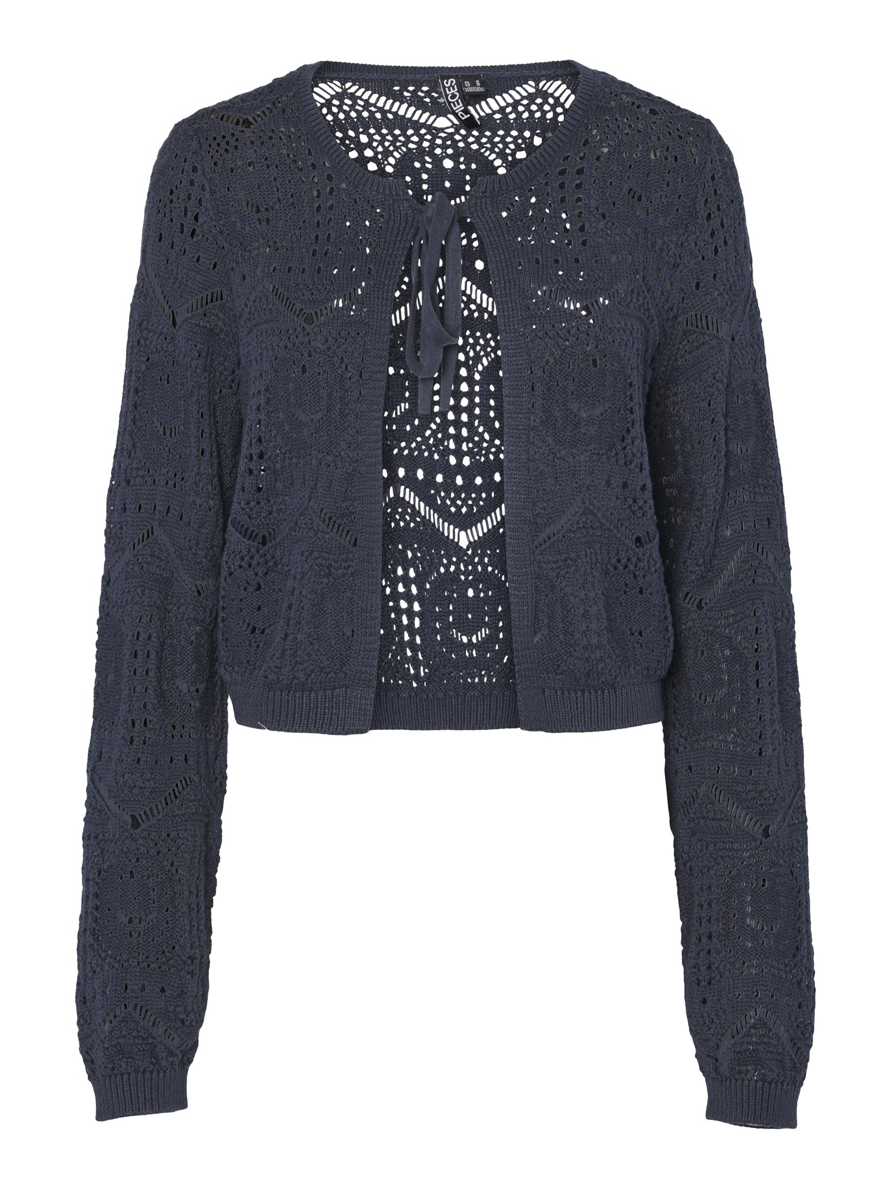 PIECES Dames Pcklina Ls Knit Cardigan Gebreid Vest, blauw